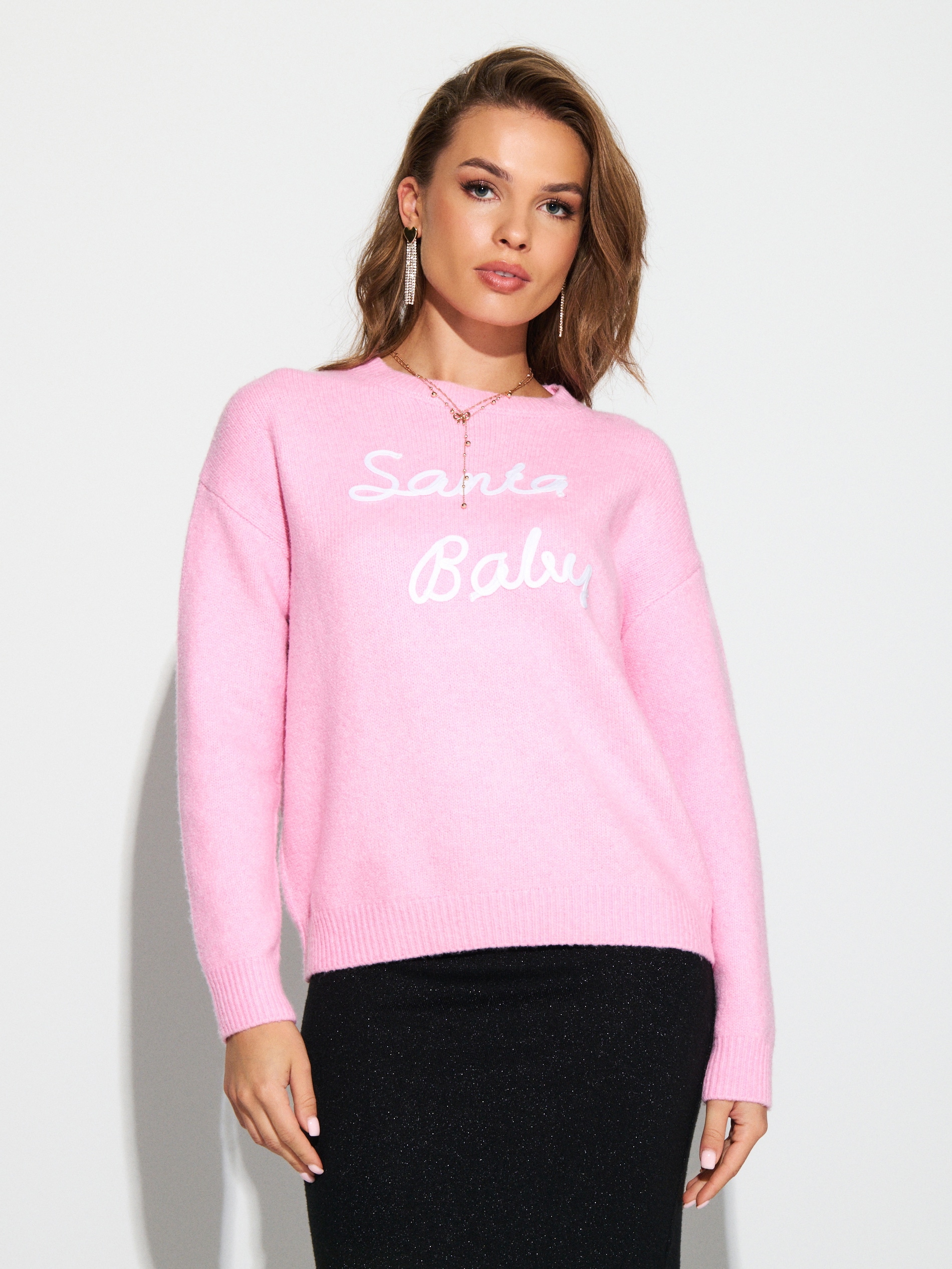 Sinsay - Πουλόβερ με χριστουγεννιάτικο σχέδιο, μείγμα μαλλιού - ροζ φωτογραφία