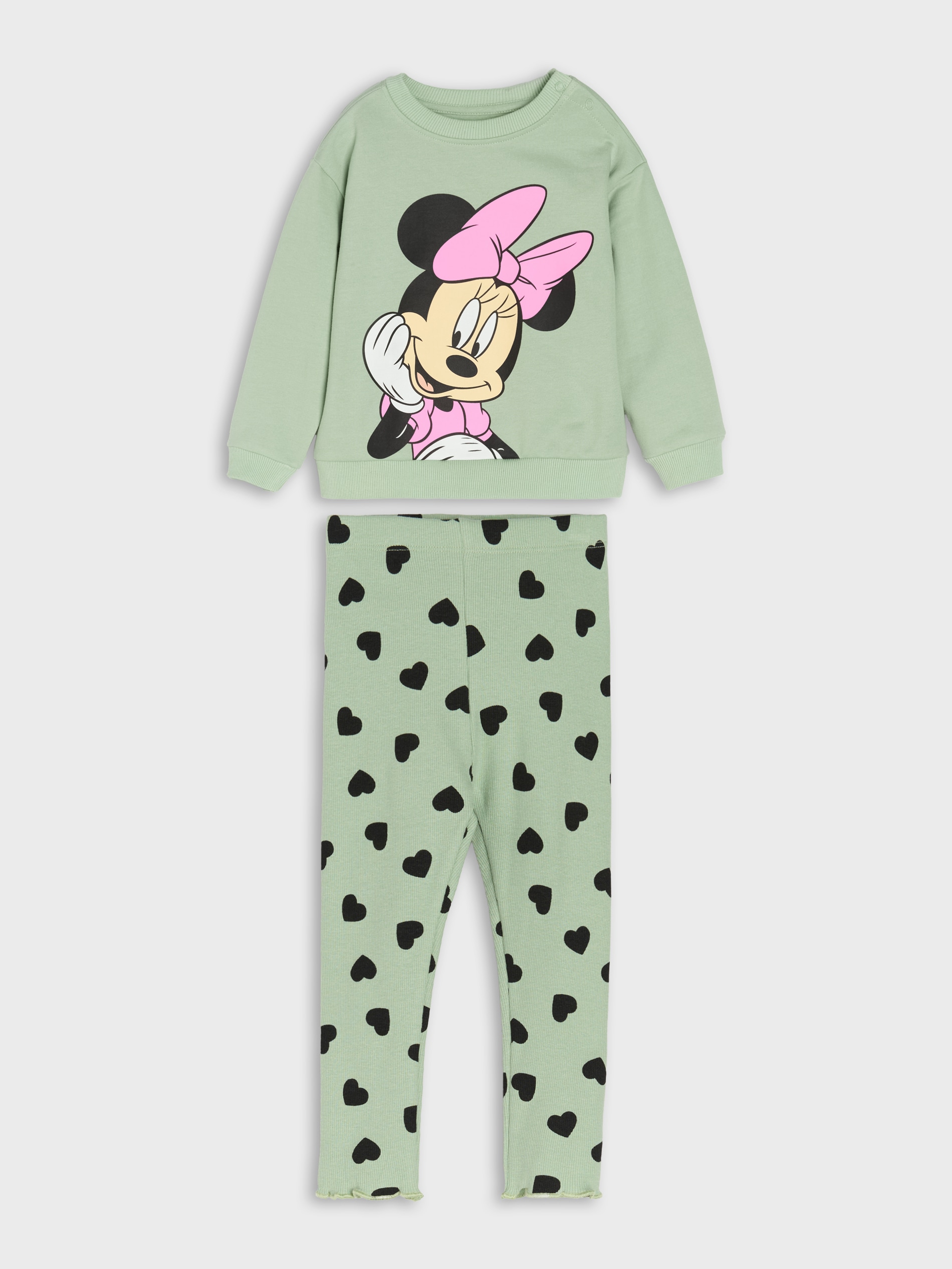 Sinsay - Komplet: bluza i legginsy Minnie Mouse - zielony