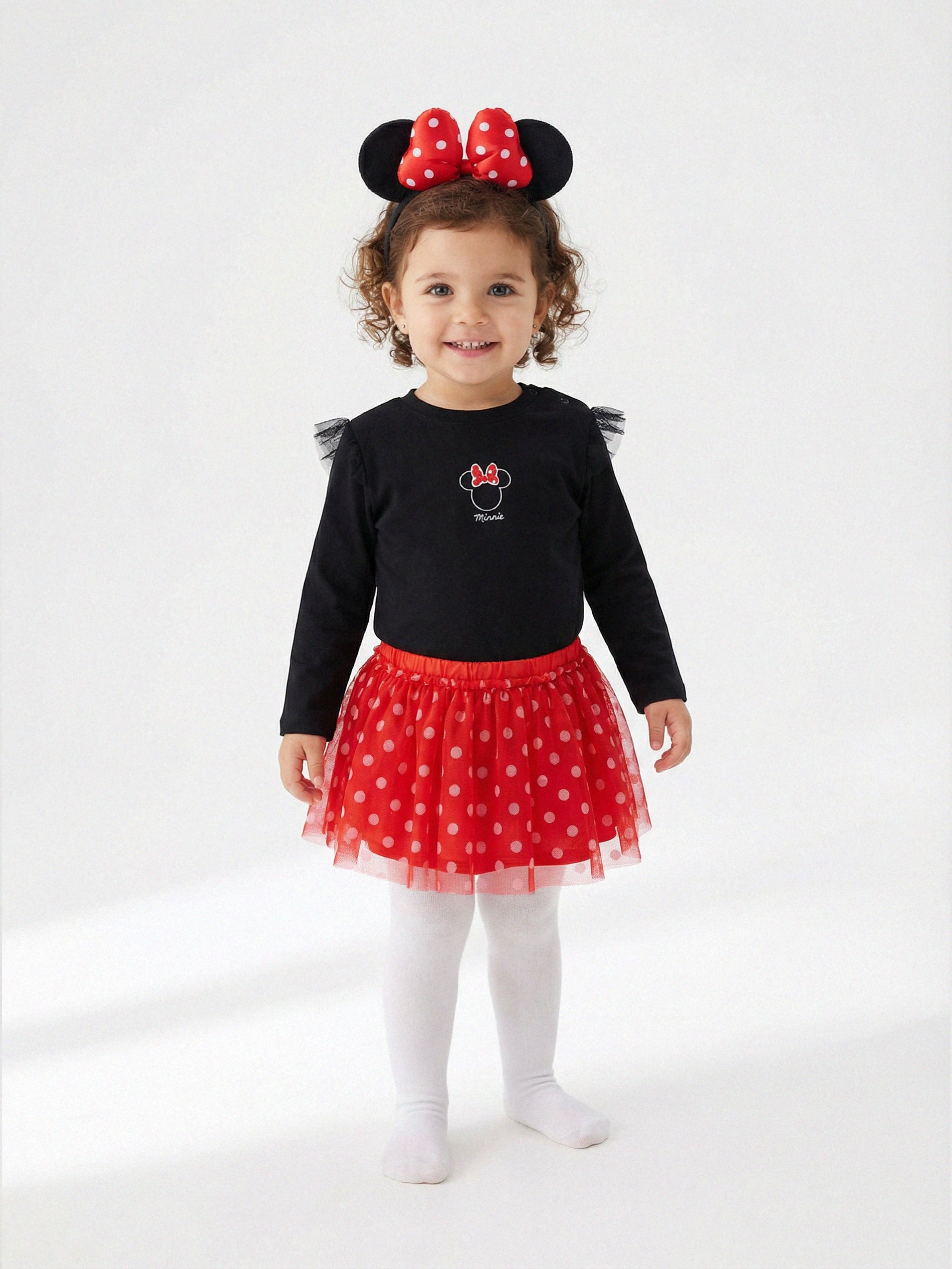 Sinsay - Komplet: bluzka, spódnica, opaska i rajstopy Minnie Mouse - czarny