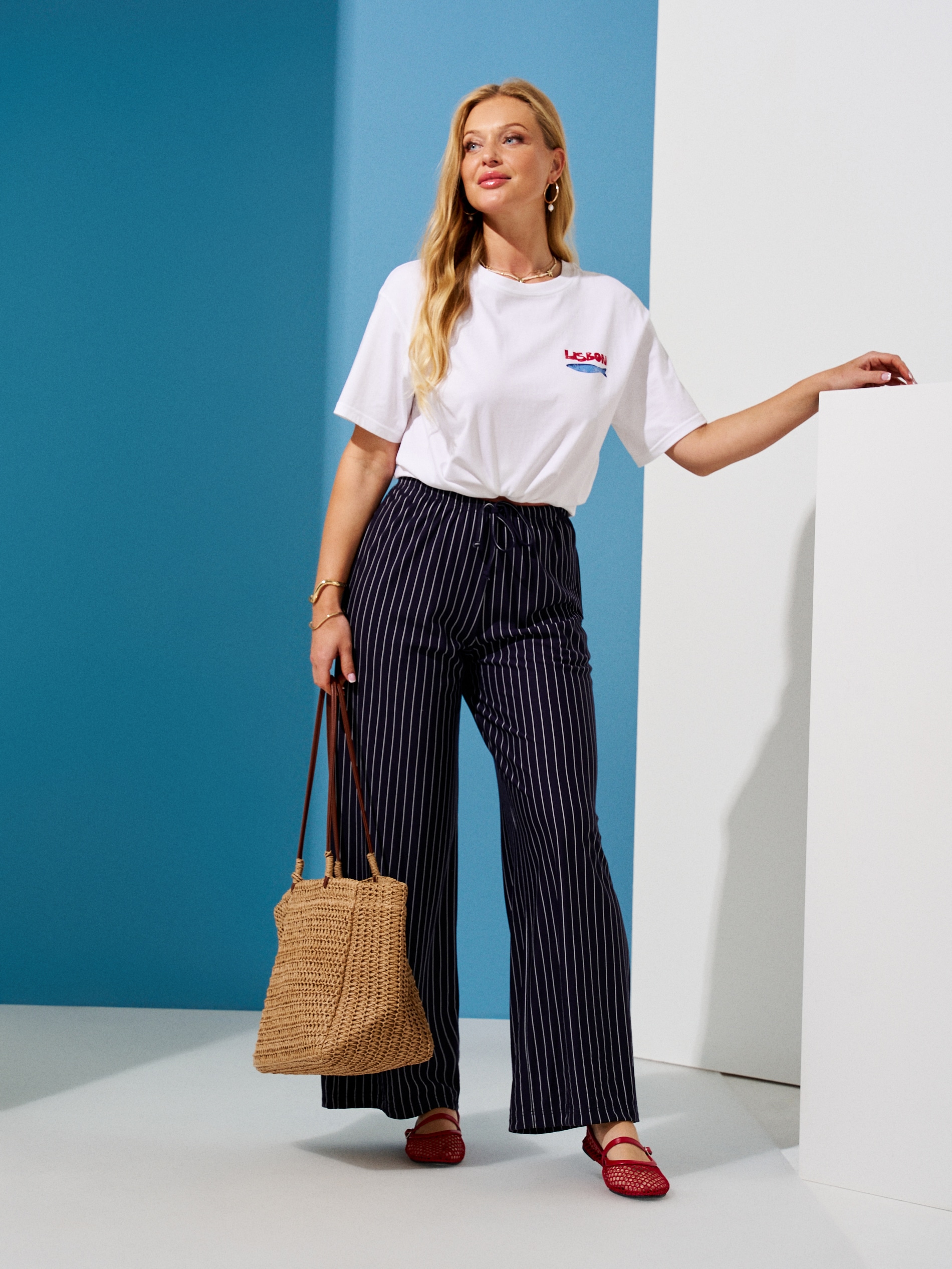 Sinsay - Βαμβακερό μπλουζάκι με καλοκαιρινή στάμπα - λευκο φωτογραφία