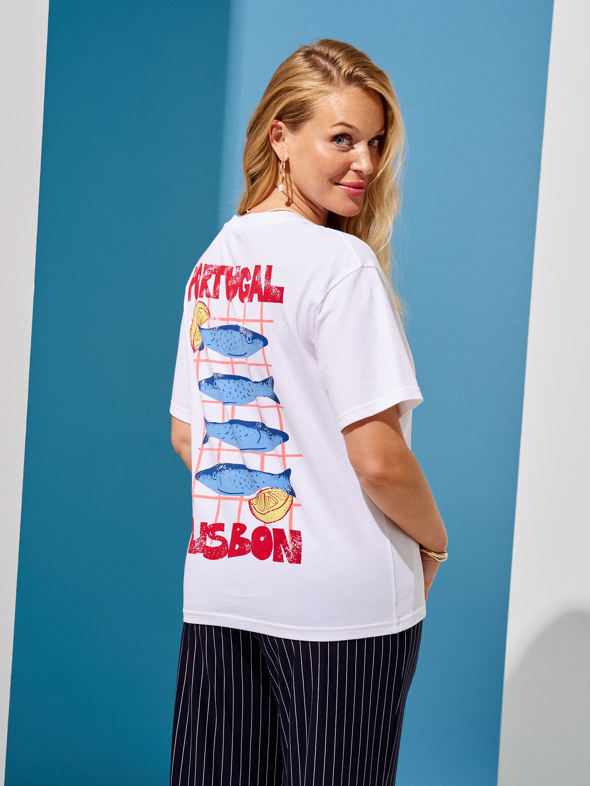 Sinsay - Βαμβακερό μπλουζάκι με καλοκαιρινή στάμπα - λευκο φωτογραφία