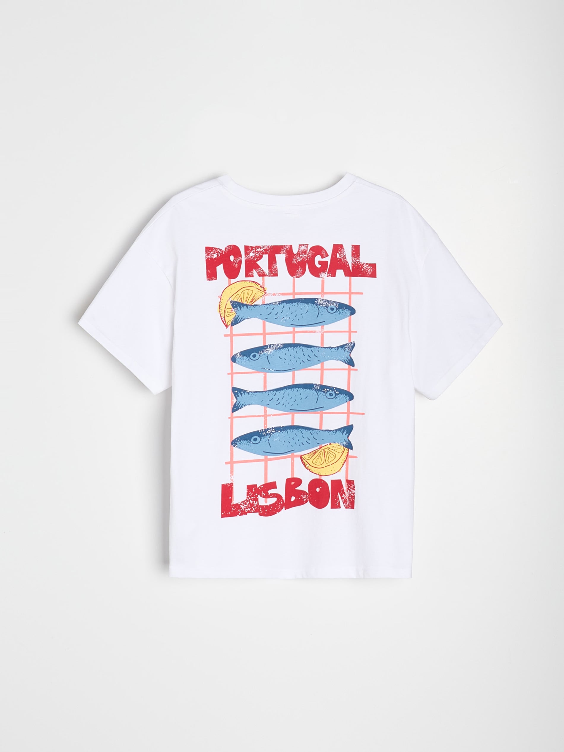 Sinsay - Βαμβακερό μπλουζάκι με καλοκαιρινή στάμπα - λευκο φωτογραφία