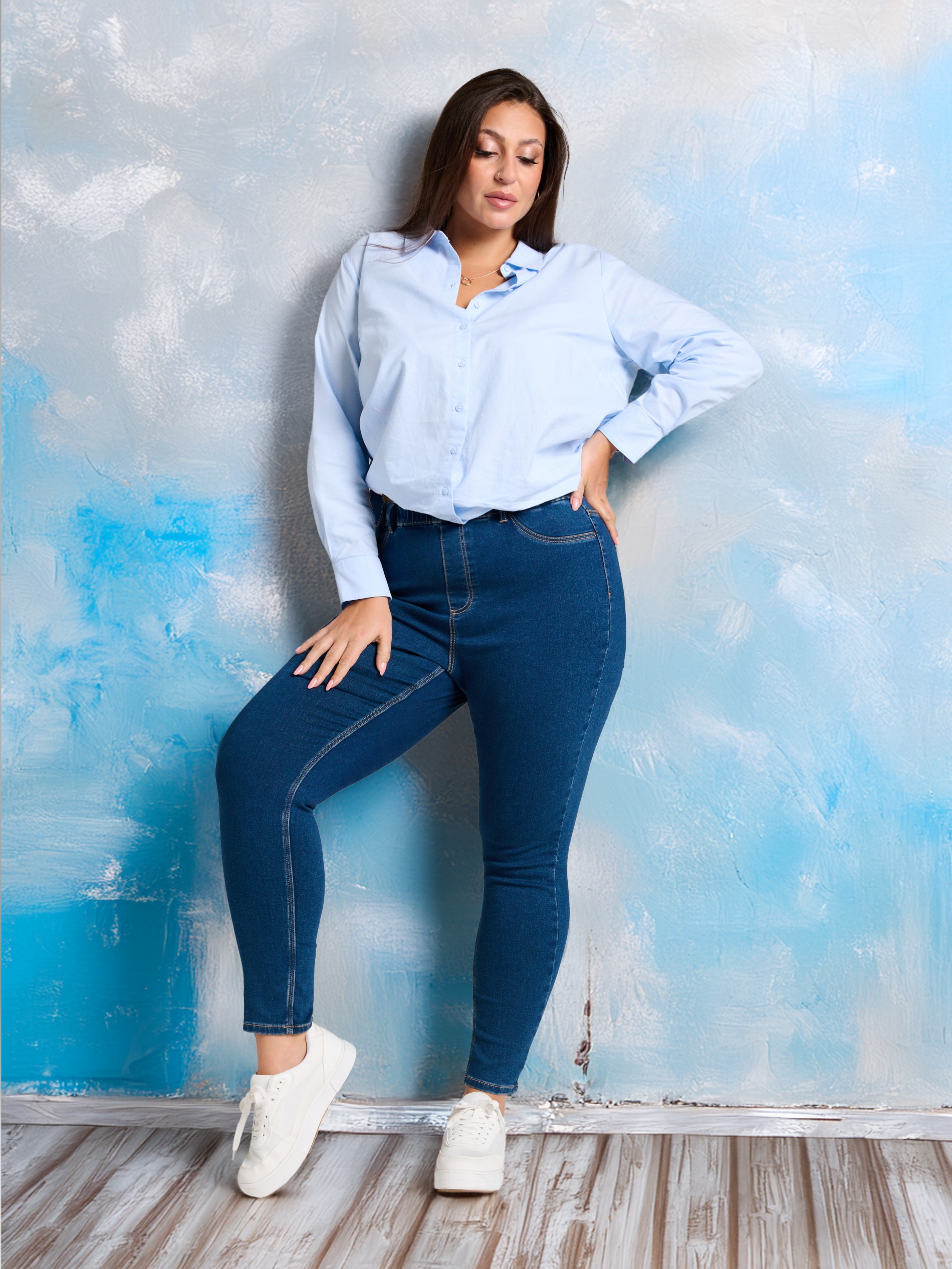 Sinsay - Colanți Din Denim PLUS SIZE - Bleumarin