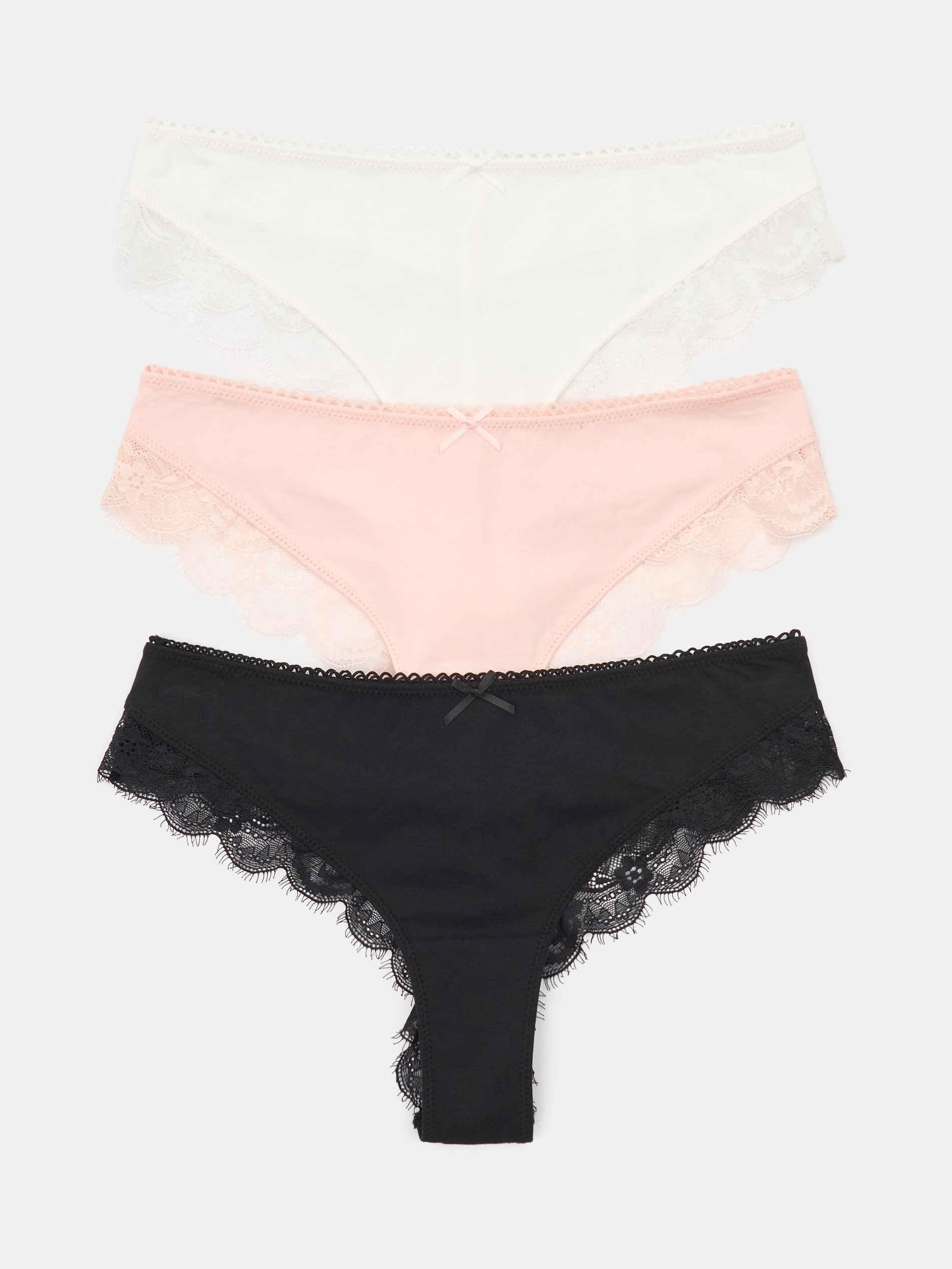 Sinsay - Bawełniane majtki typu brazilian z koronką 3 pack - wielobarwny