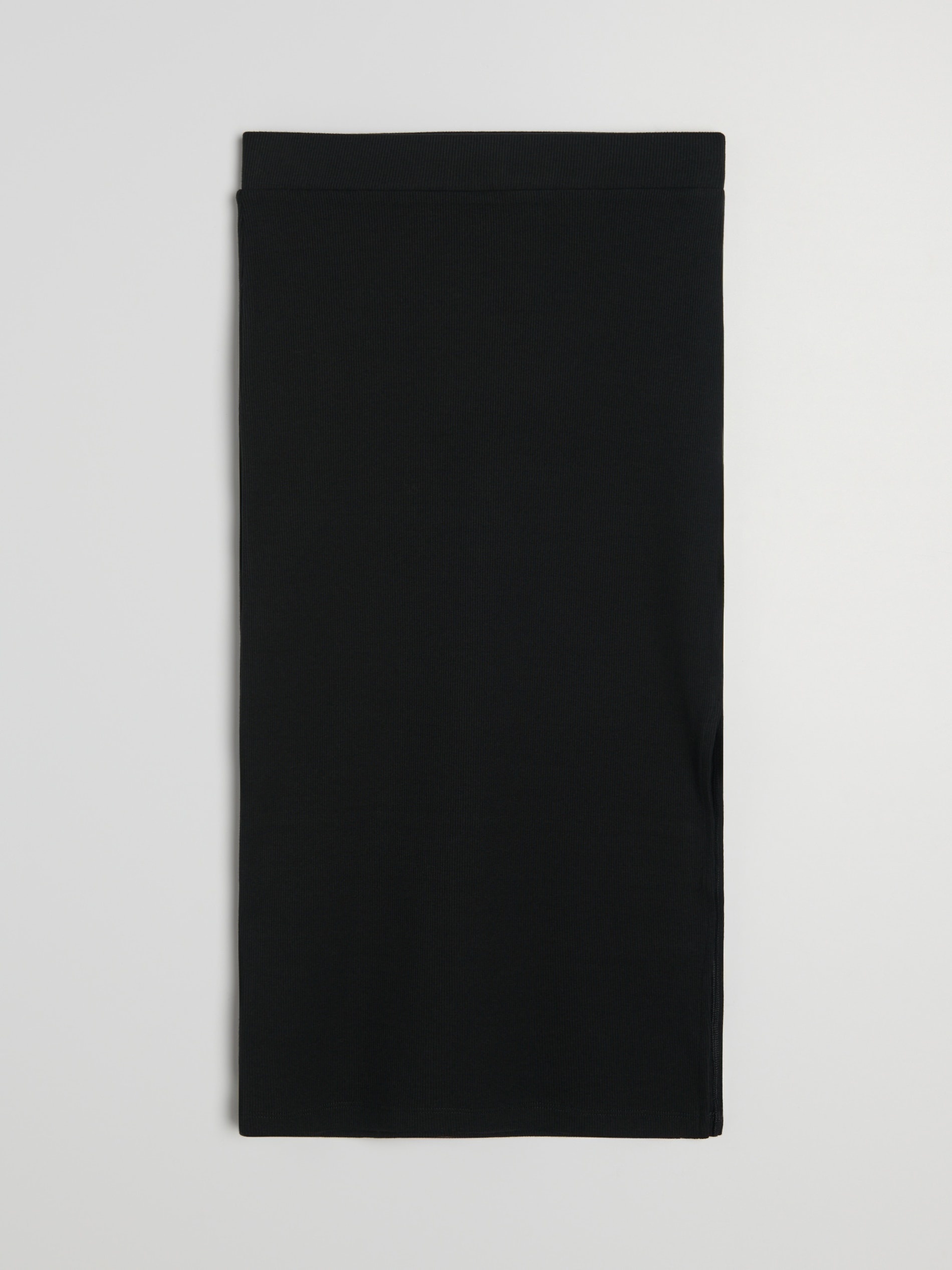 Sinsay - Bawełniana prążkowana spódnica midi z rozcięciem - czarny