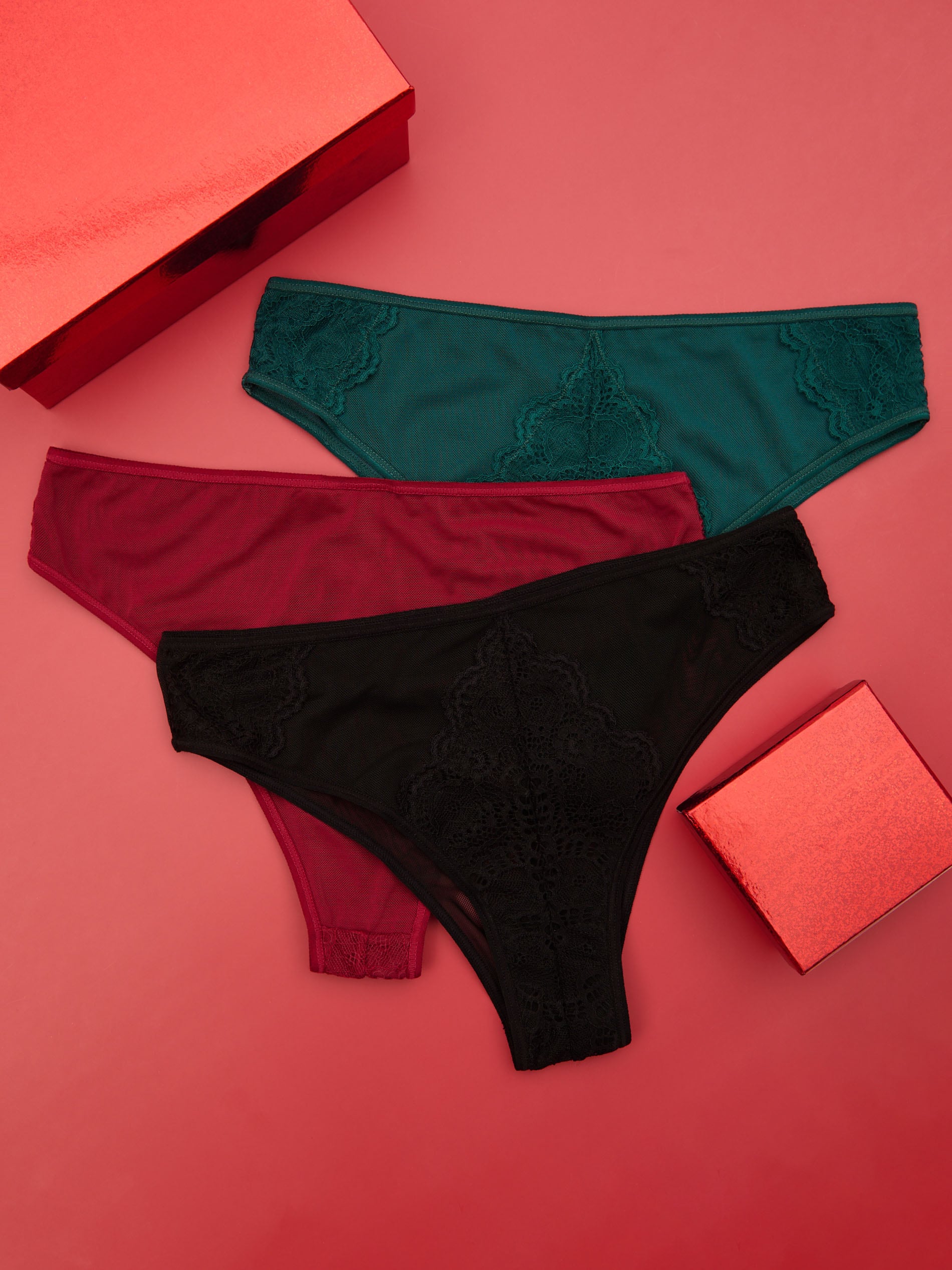 Sinsay - Majtki brazyliany 3 pack - bordowy