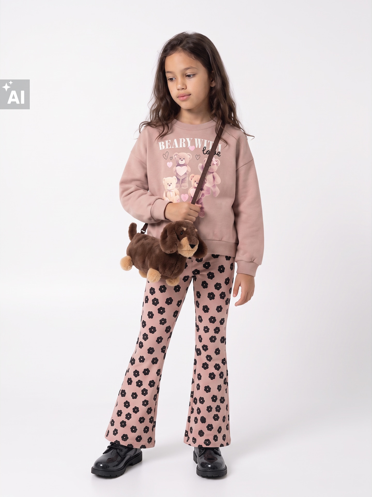 Sinsay - Bawełniane legginsy flare w kwiatki - różowy