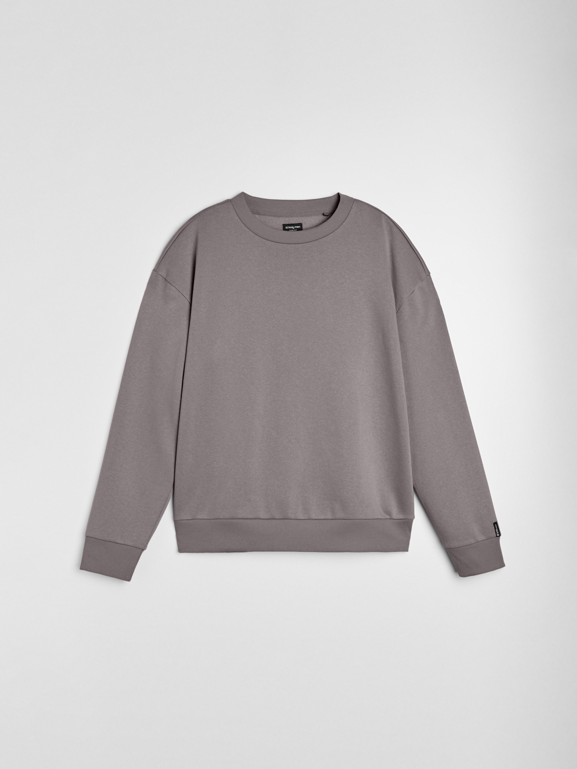 Sinsay - Bluza crewneck comfort fit z domieszką bawełny - szary