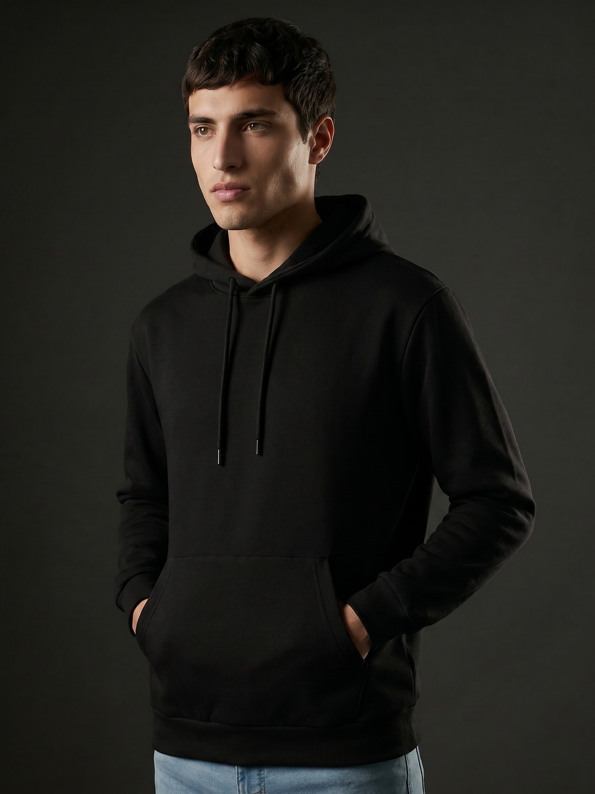Sinsay - Bluza z kapturem basic - czarny