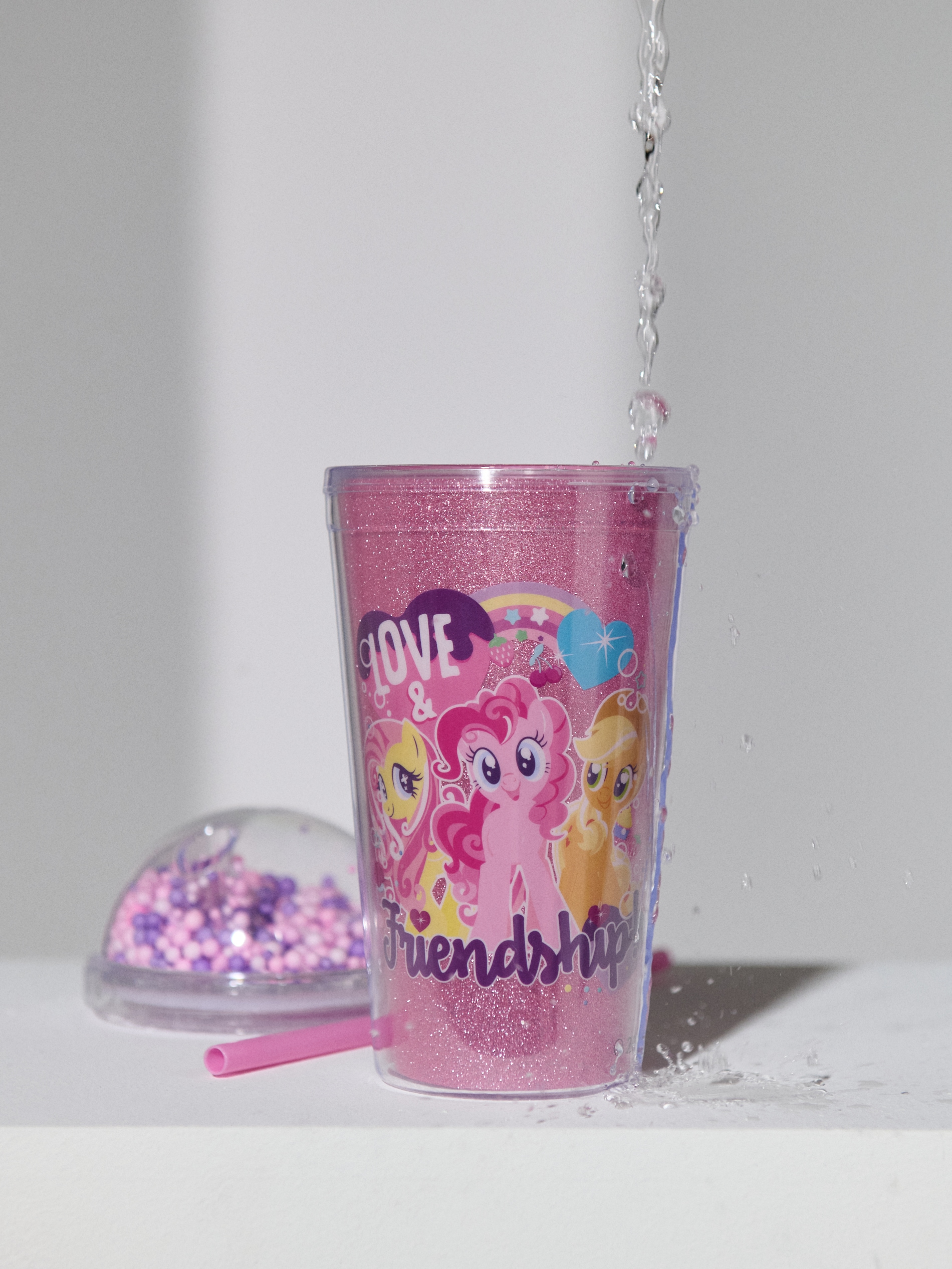 Kubek z pokrywką z kuleczkami i słomką My Little Pony