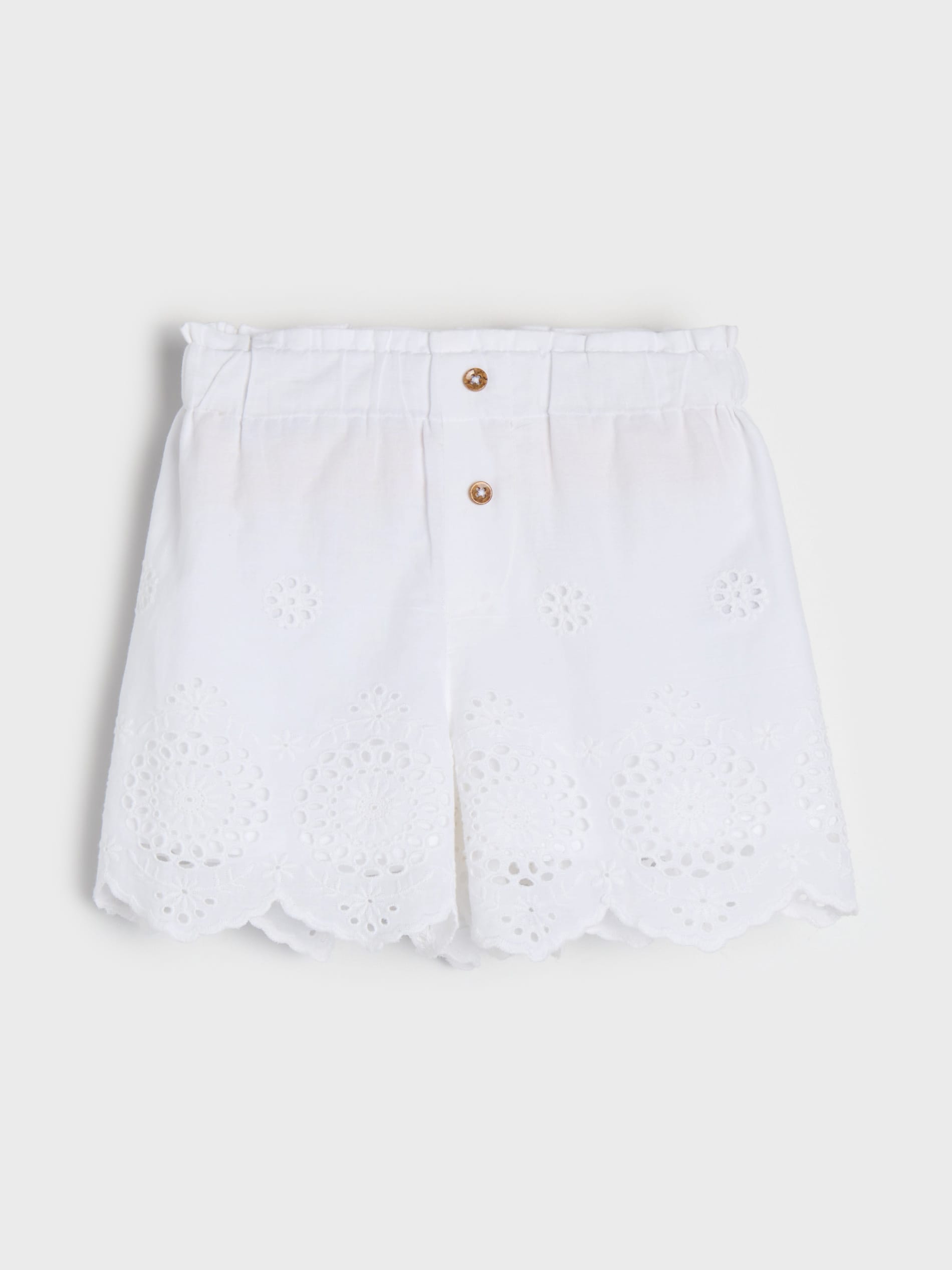 Sinsay - Szorty ażurowe z ozdobnymi guzikami - biały