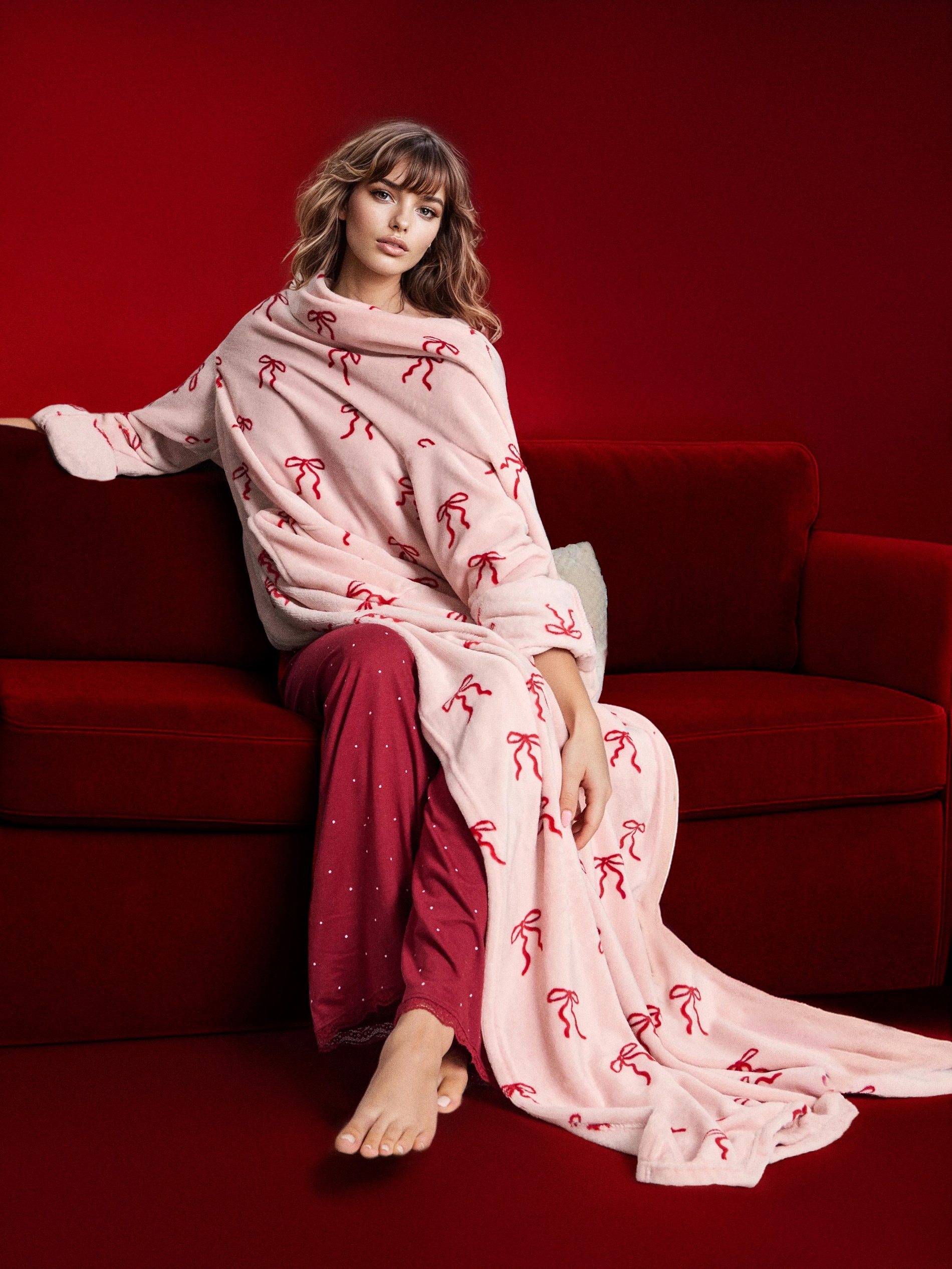 Sinsay - Κουβέρτα με μανίκια - ροζ παστελ φωτογραφία