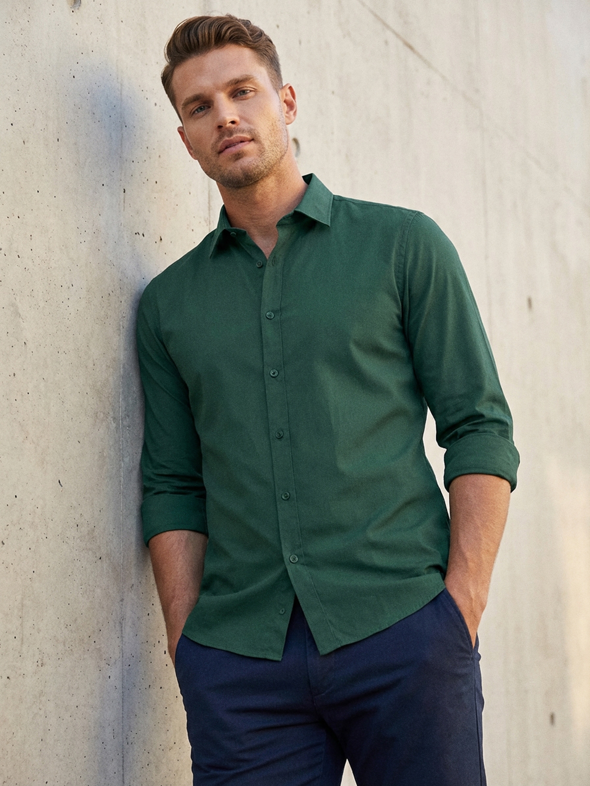 Sinsay - Gładka koszula basic - zielony