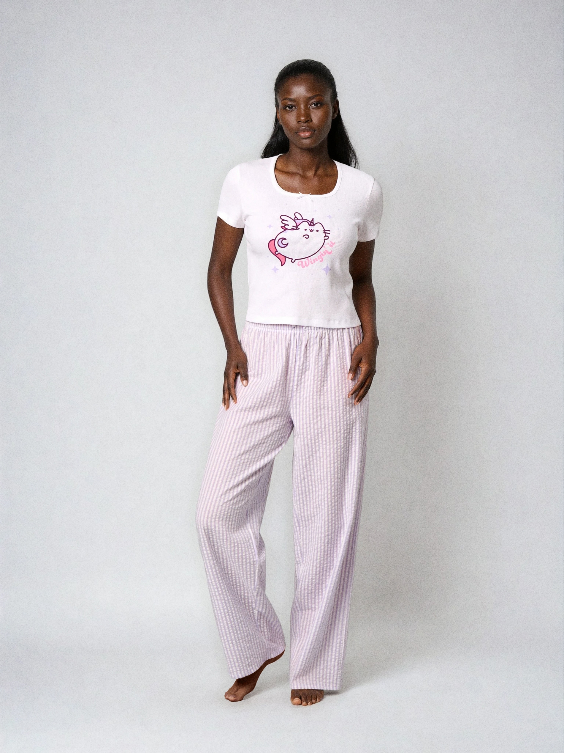 Sinsay - Piżama dwuczęściowa z nadrukiem Pusheen The Cat - biały