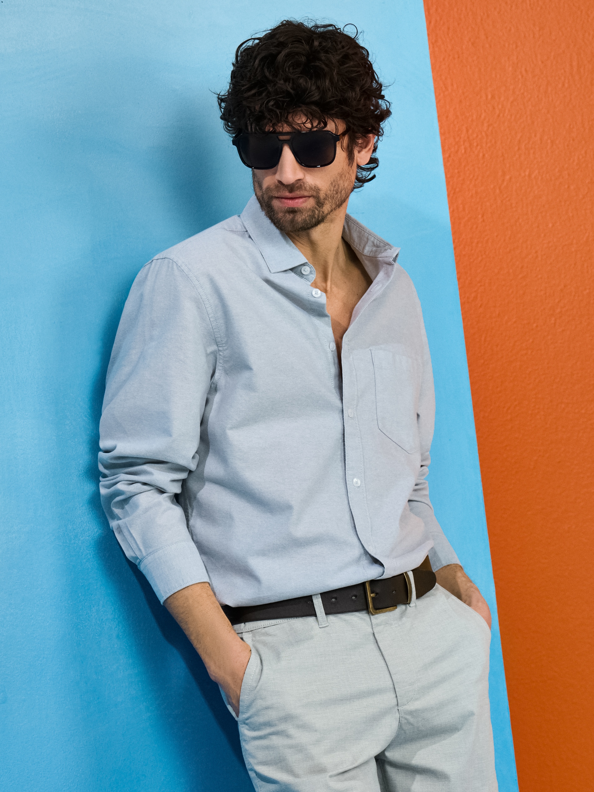 Sinsay - Bawełniana koszula z długim rękawem i kieszenią piersiową - zielony