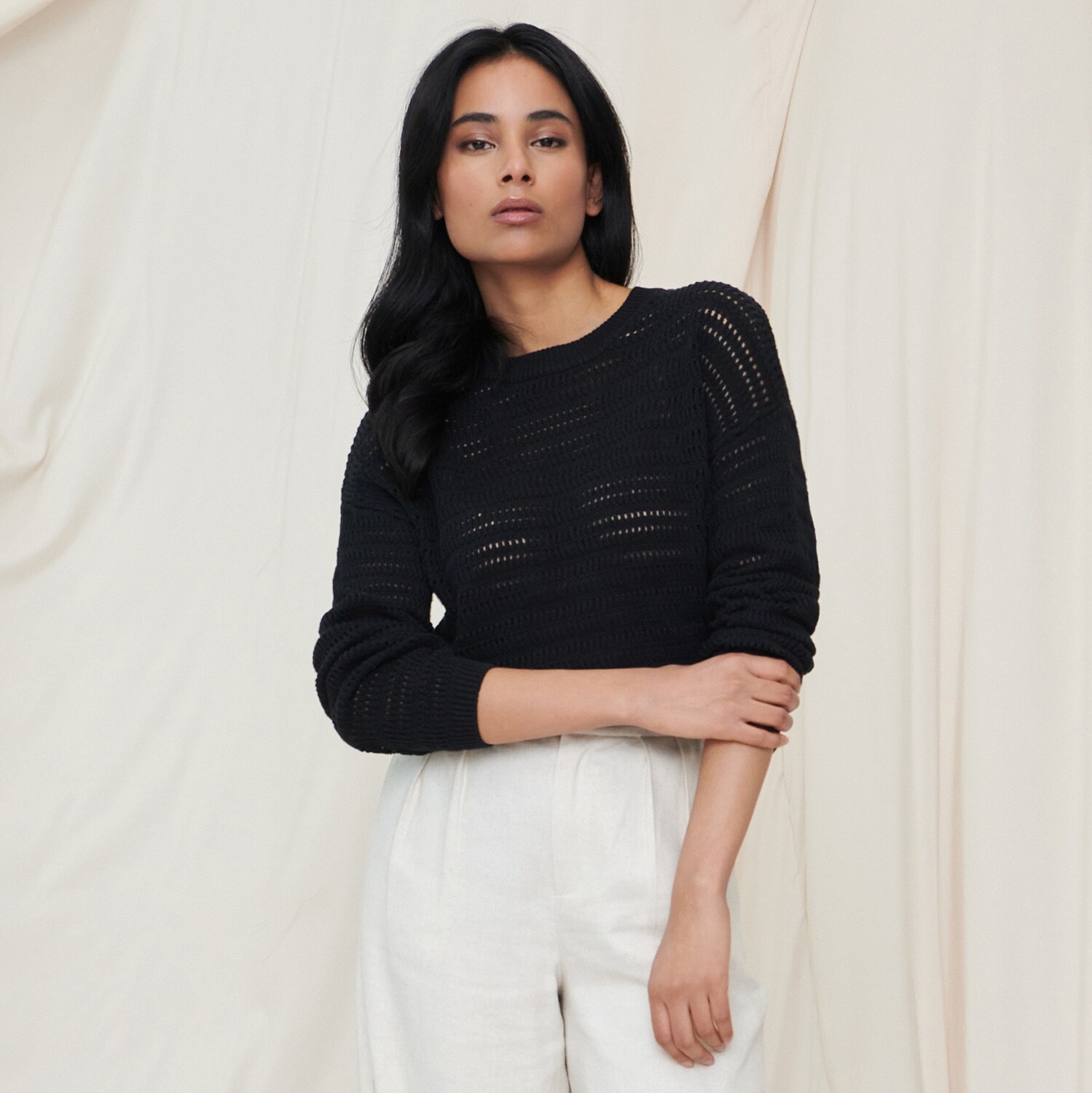 Sinsay – Pulover cu model decorativ – Negru All imagine noua