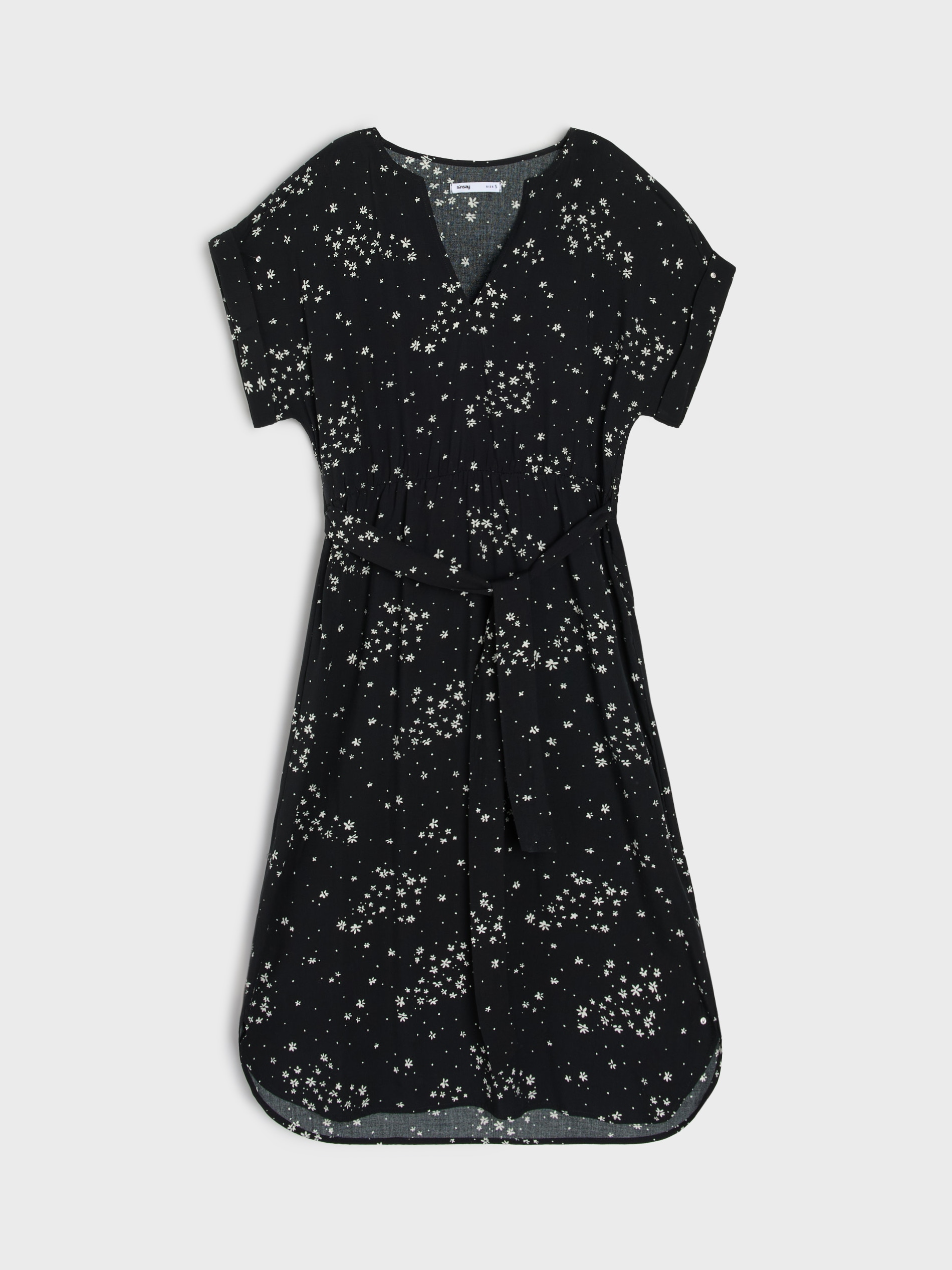 Sinsay - Midi φλοράλ φόρεμα - μαυρο φωτογραφία