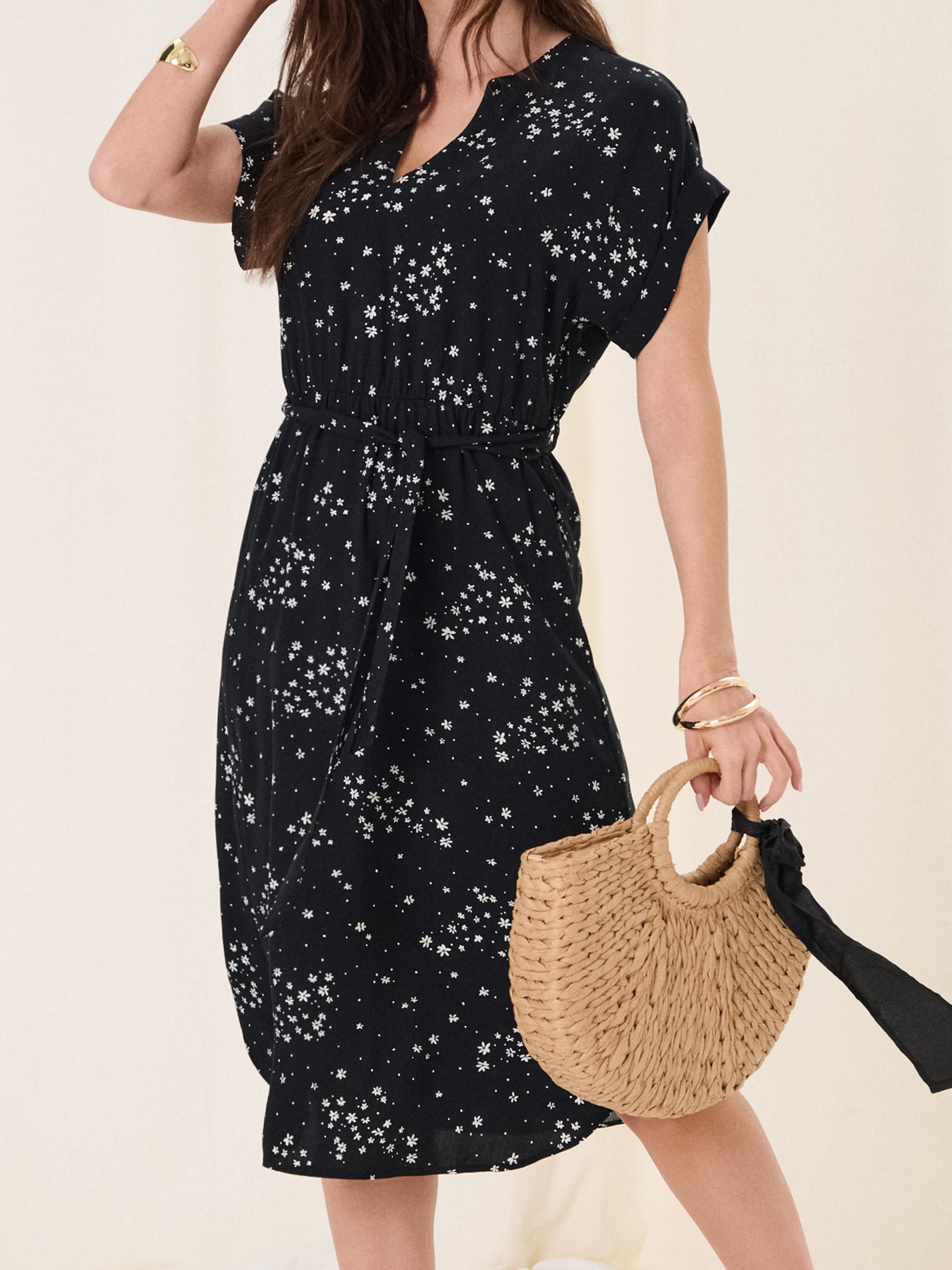 Sinsay - Midi φλοράλ φόρεμα - μαυρο φωτογραφία