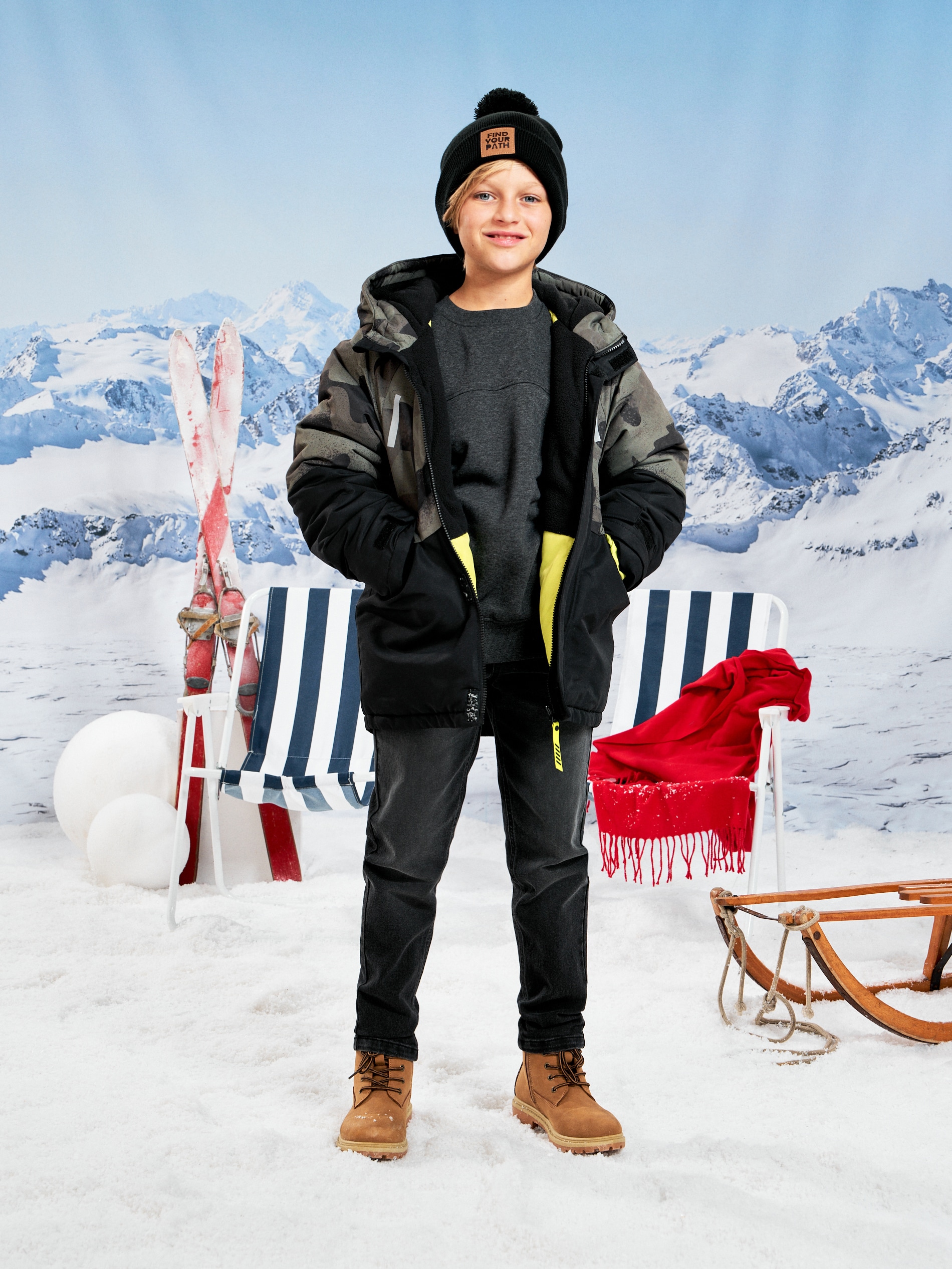 Sinsay - Kurtka rozpinana z kapturem - wielobarwny