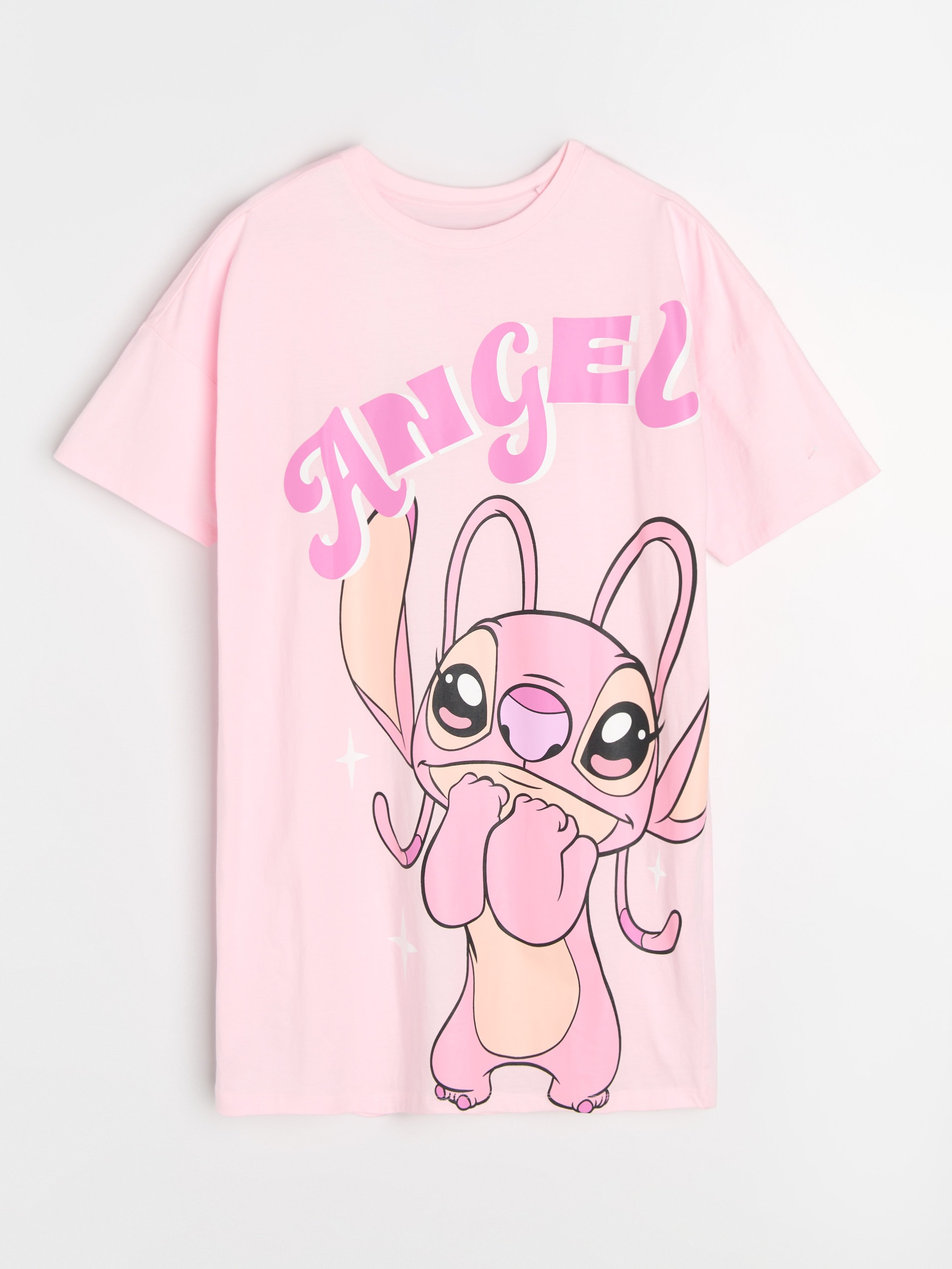 Sinsay - Bawełniana koszula nocna z nadrukiem Lilo & Stitch - różowy