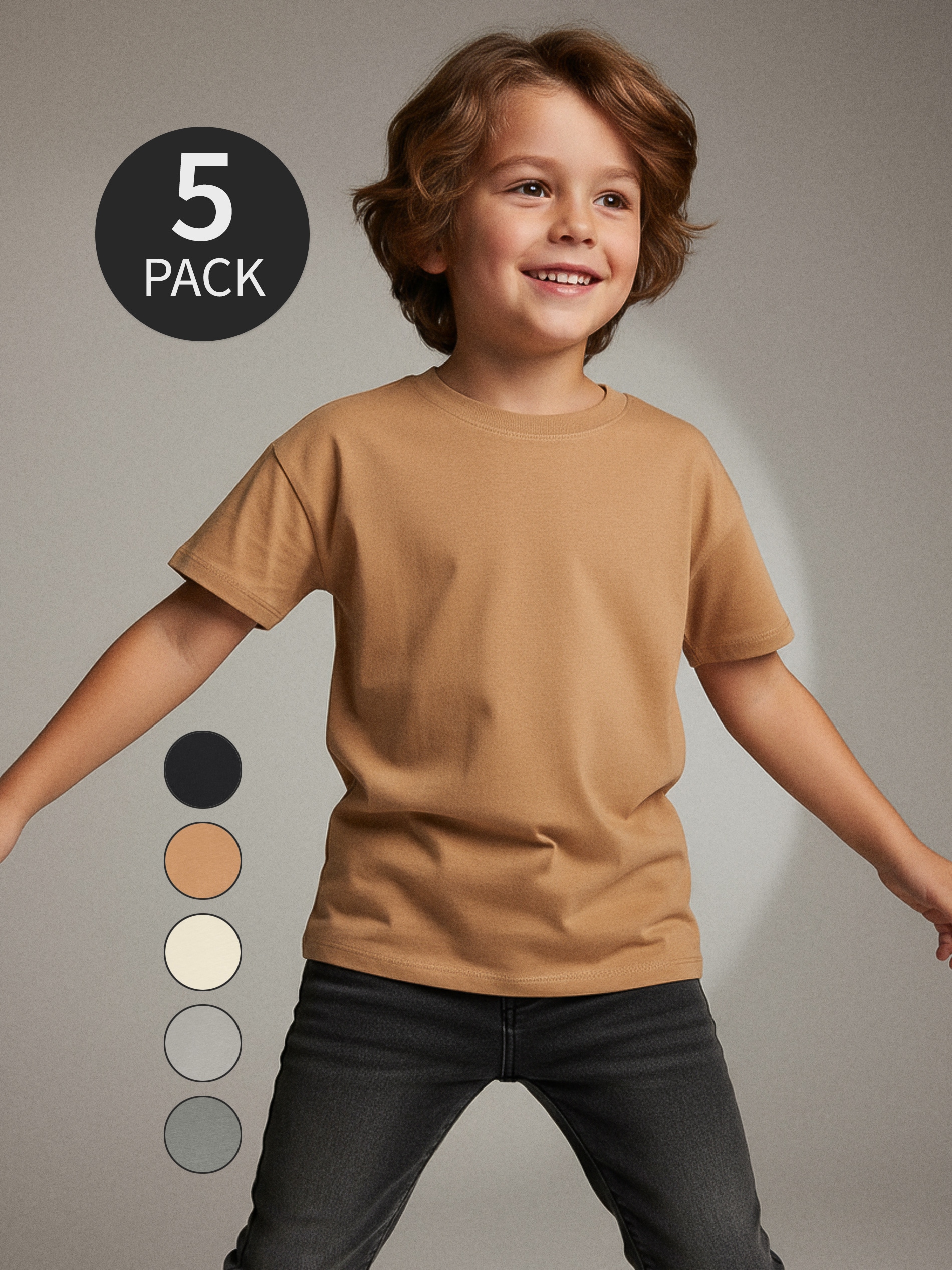 Sinsay - Βαμβακερό μπλουζάκι 5 pack - κρεμ φωτογραφία