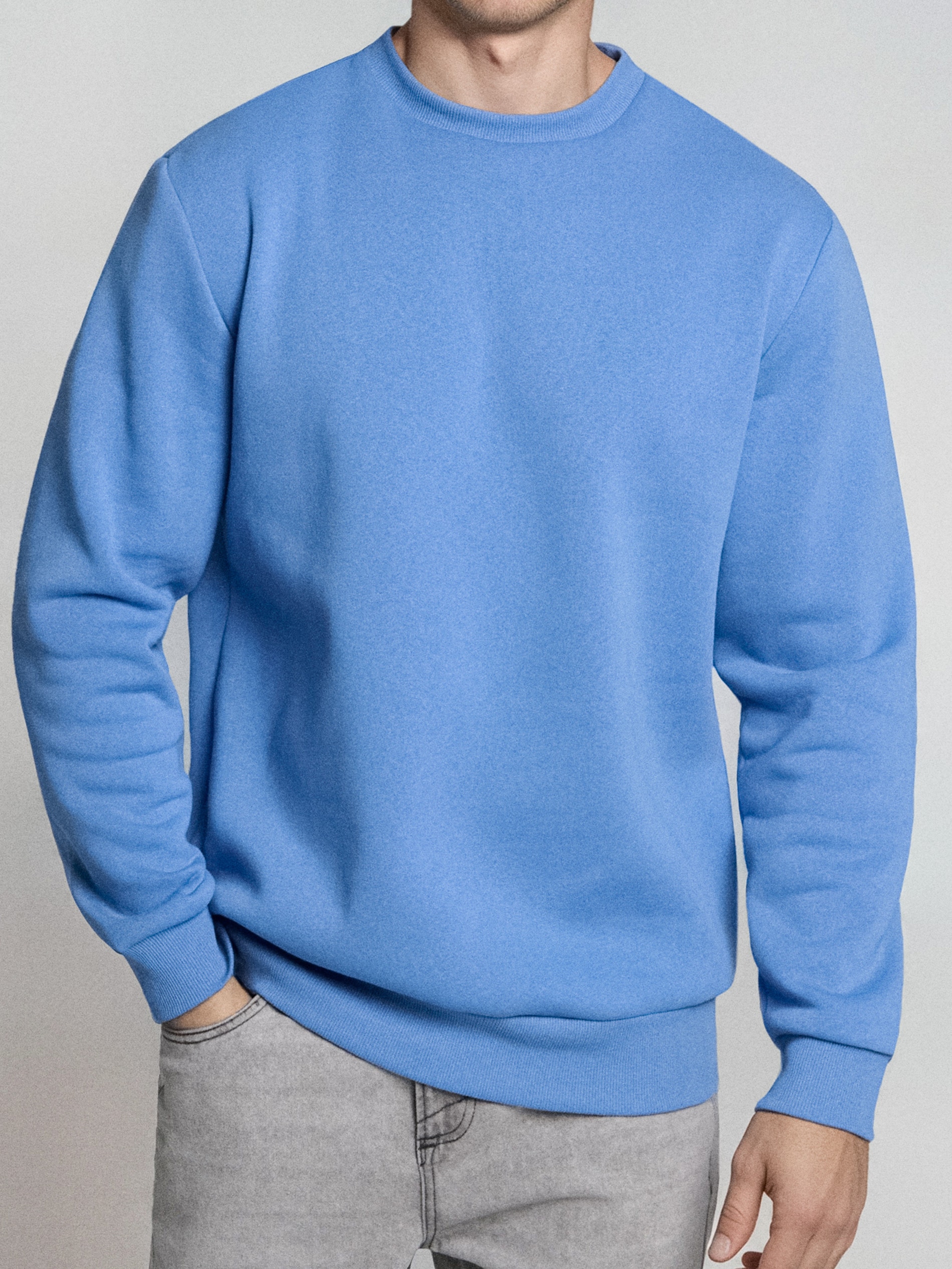 Sinsay - Bluza crewneck z domieszką bawełny - niebieski