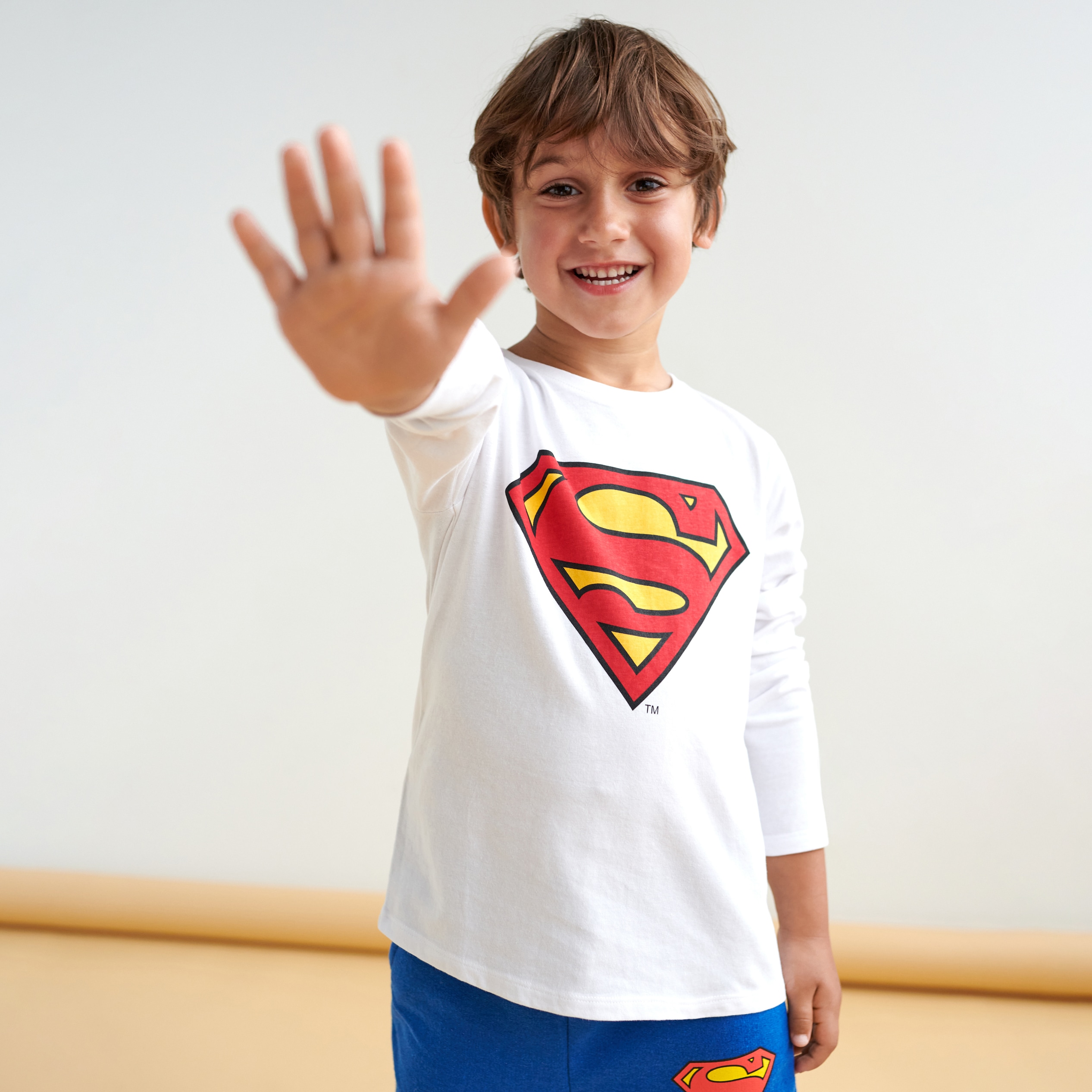 Sinsay - Set de 2 tricouri Superman, cu mânecă lungă - Alb
