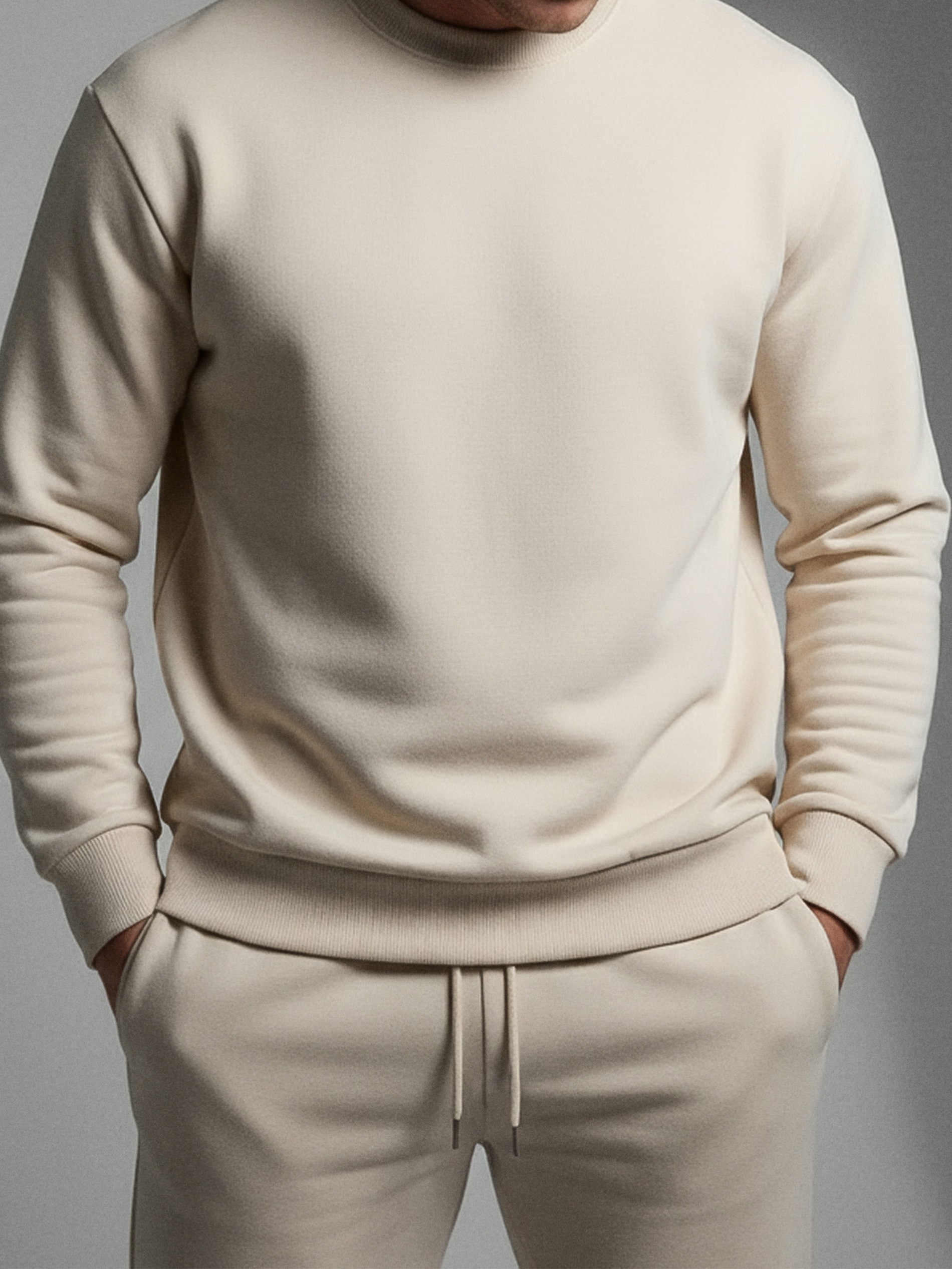 Sinsay - Bluza crewneck basic - kremowy