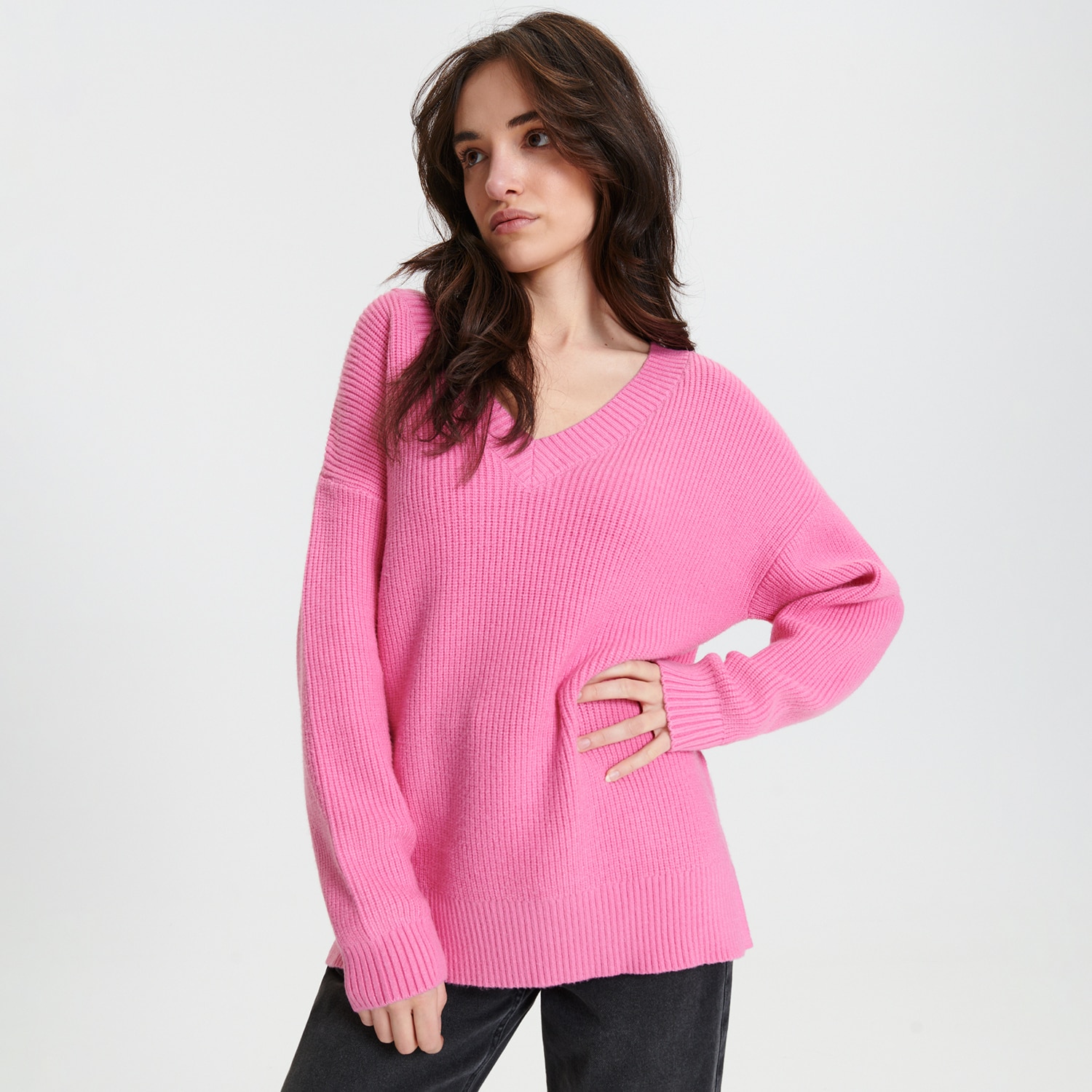 E-shop Sinsay - Mäkký úpletový sveter - Ružová