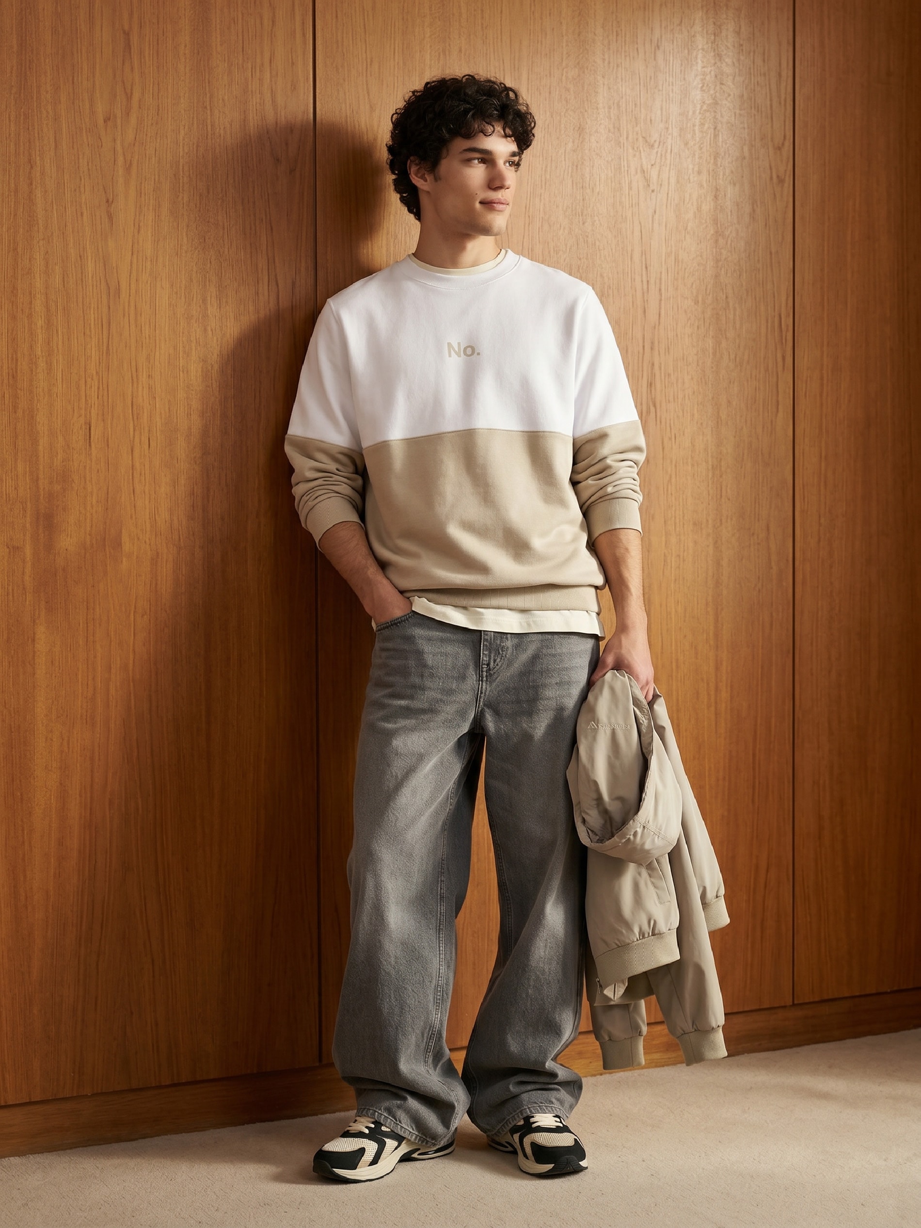 Sinsay - Bluza crewneck z domieszką bawełny - biały