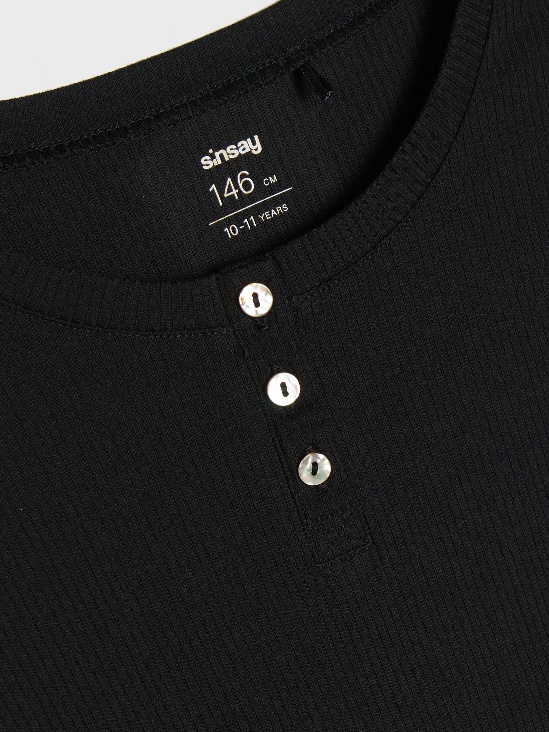 Sinsay - Ριμπ δίχρωμη πιτζάμα δύο τεμαχίων - μαυρο φωτογραφία