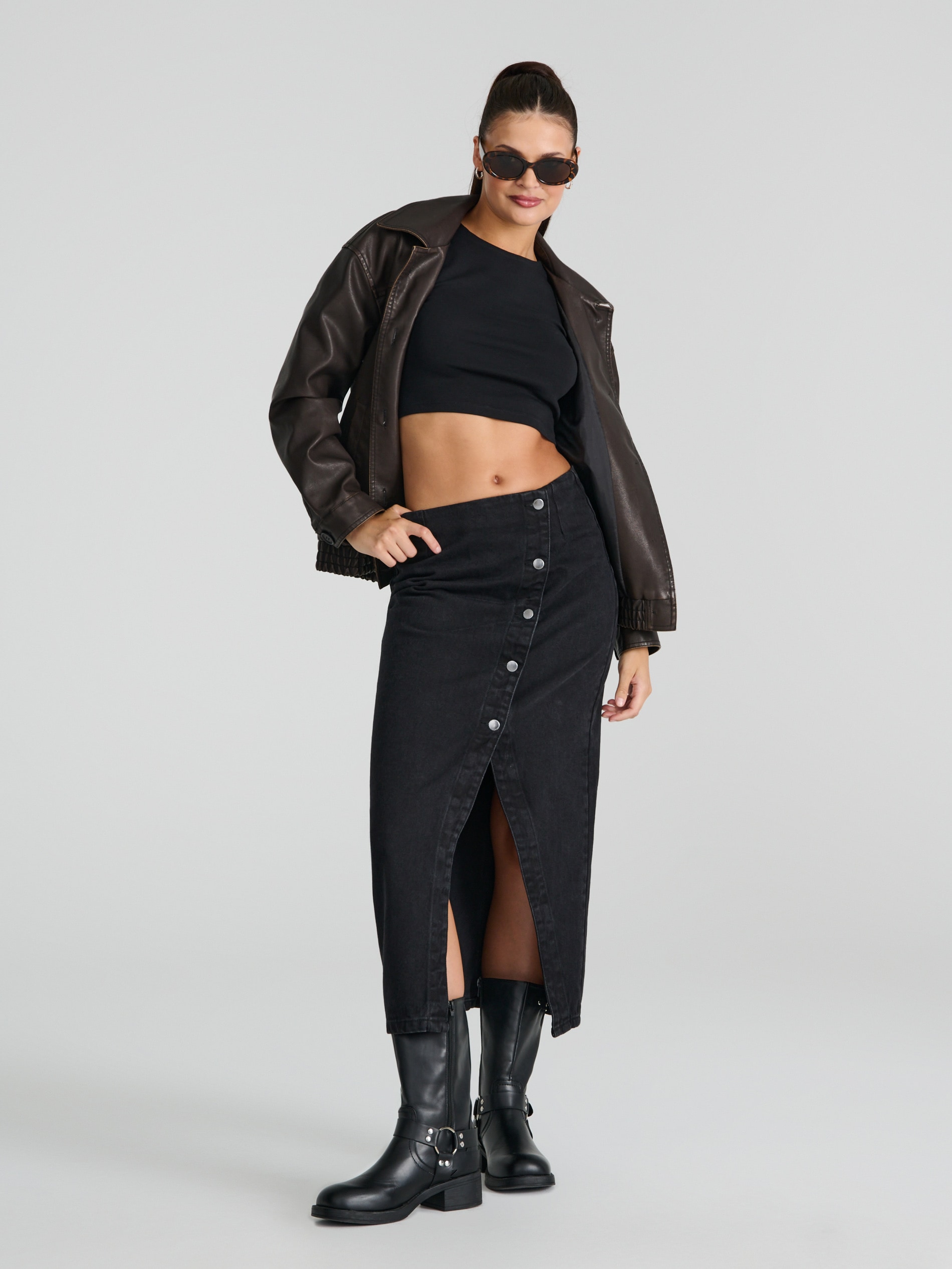 Sinsay - Τζιν φούστα - μαυρο φωτογραφία