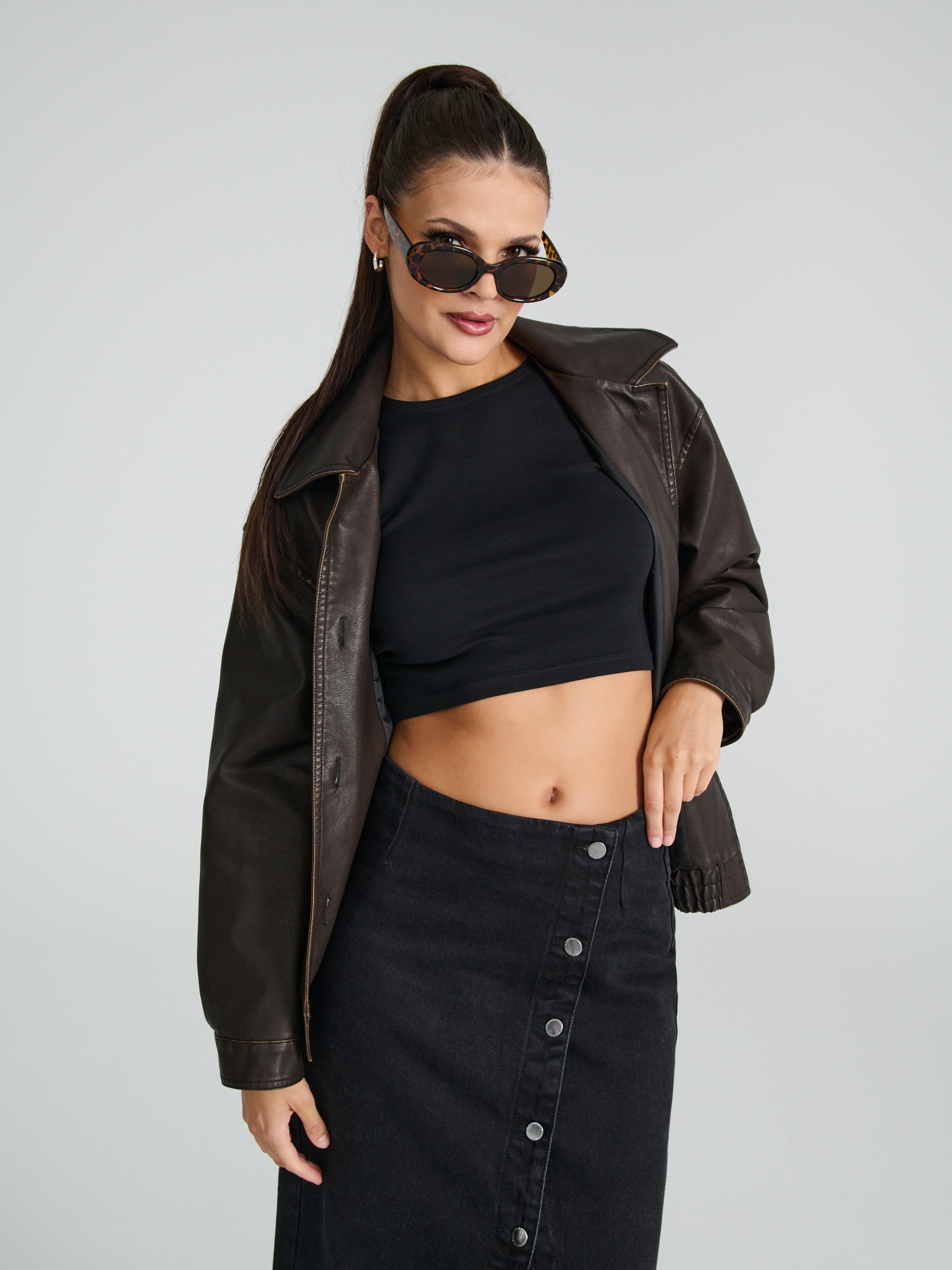 Sinsay - Τζιν φούστα - μαυρο φωτογραφία