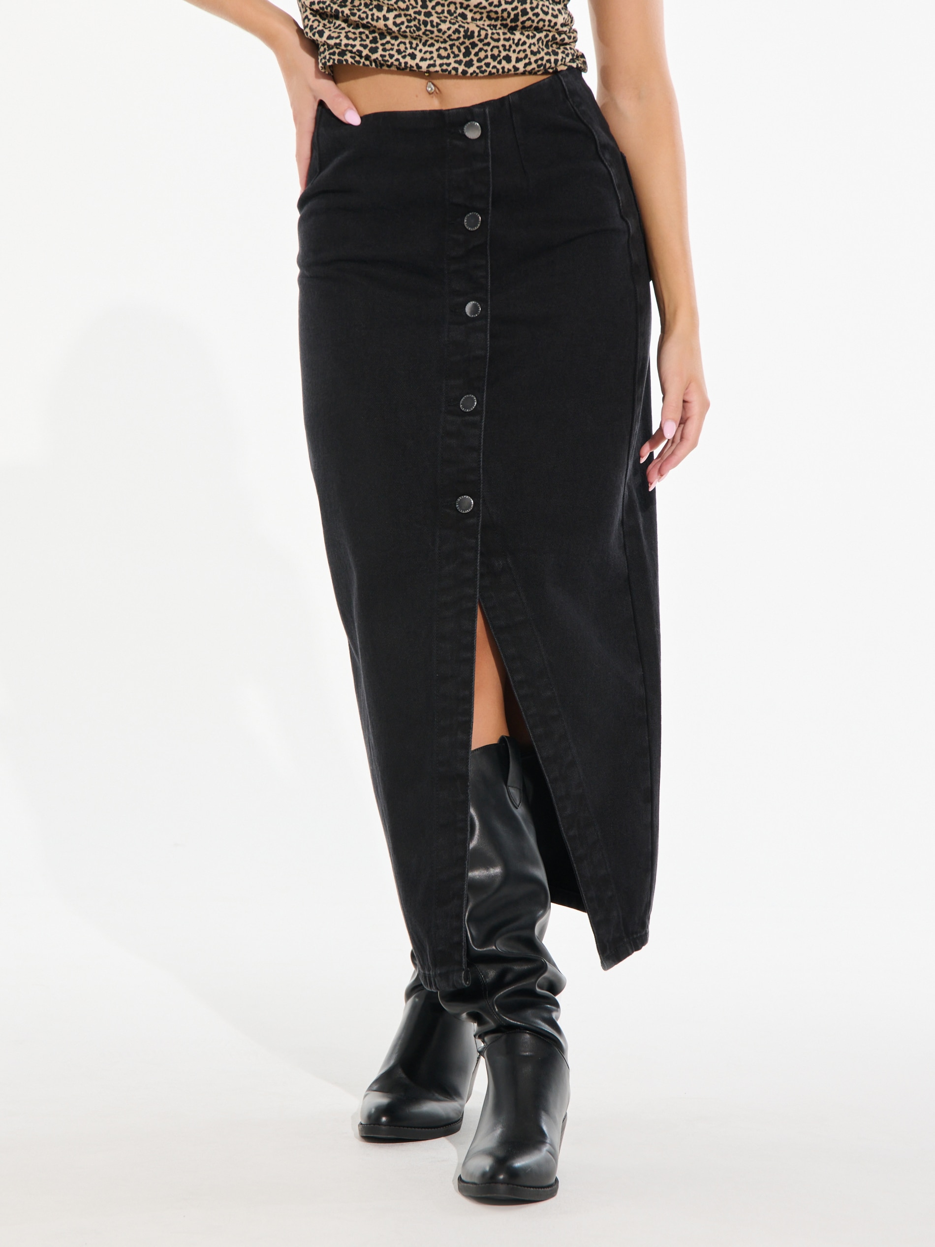 Sinsay - Τζιν φούστα - μαυρο φωτογραφία