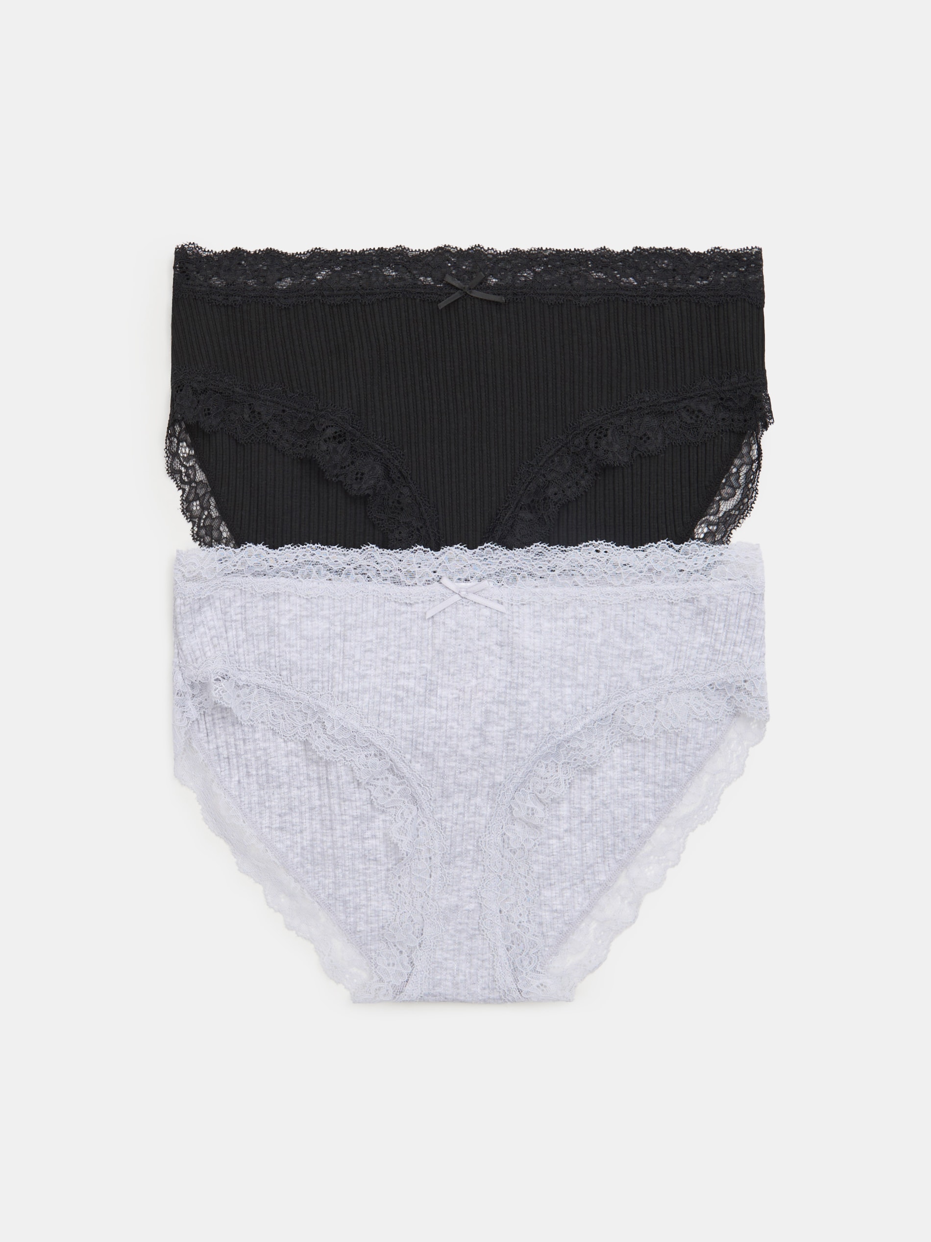 Sinsay - Bawełniane majtki hipster z koronką 2 pack - wielobarwny