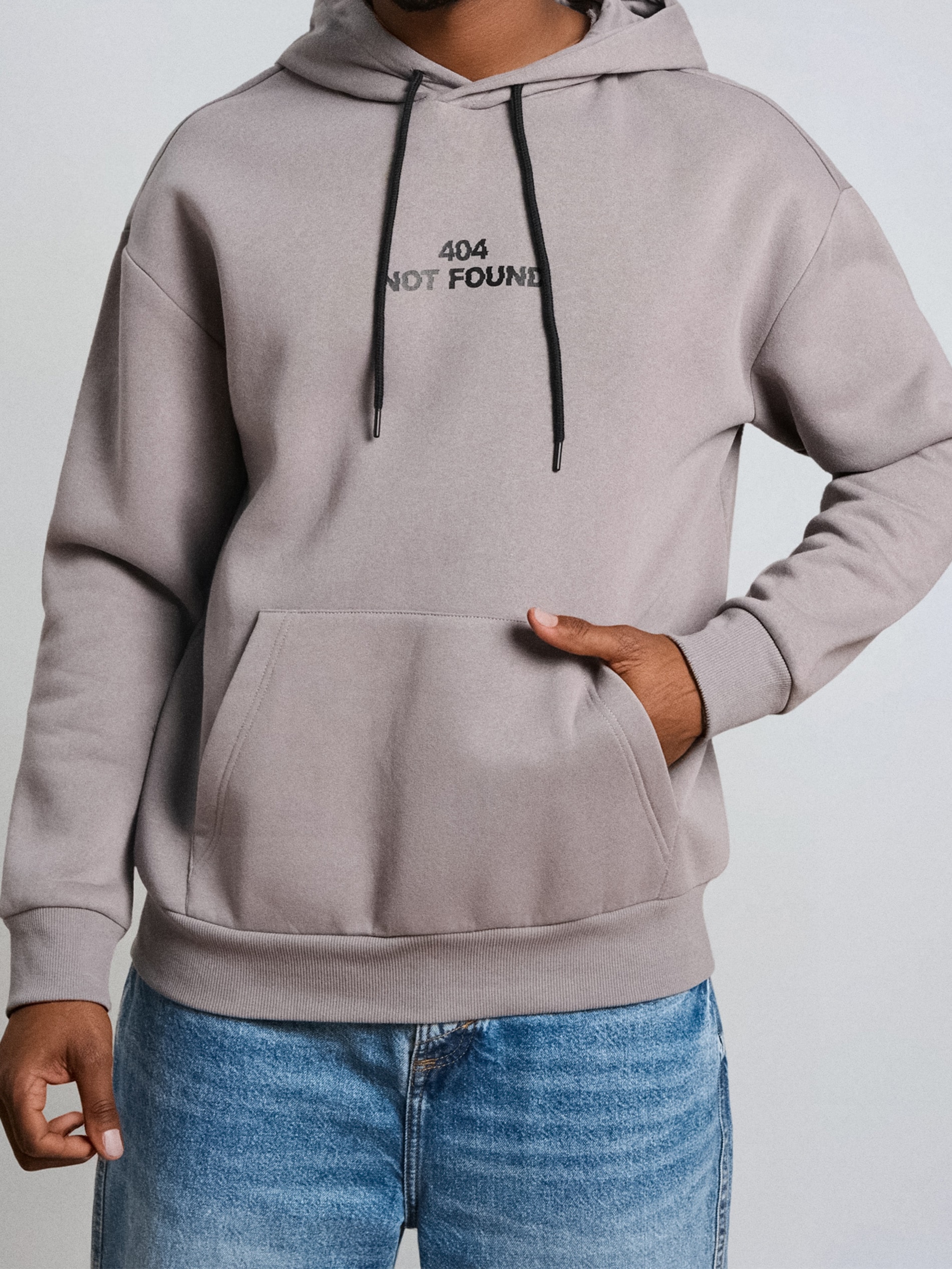 Sinsay - Bluza hoodie z napisem - szary