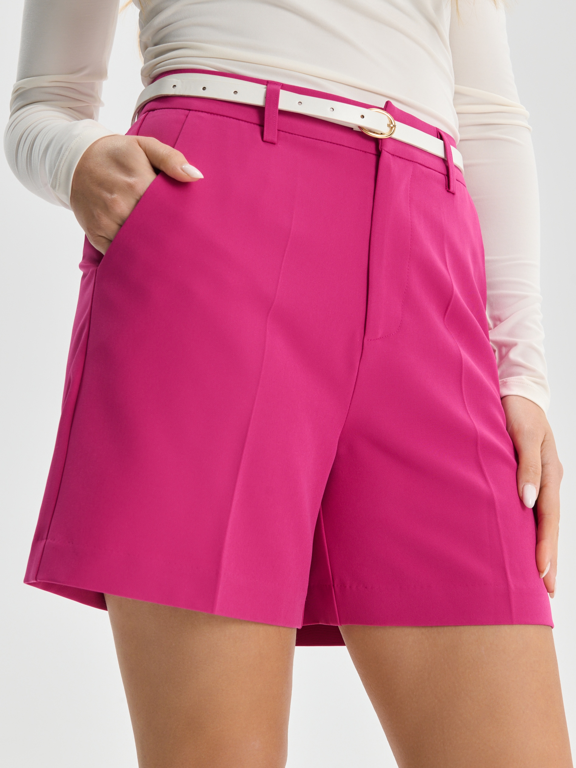 Sinsay - Pantaloni Scurți Eleganți - Roz-fuchsia