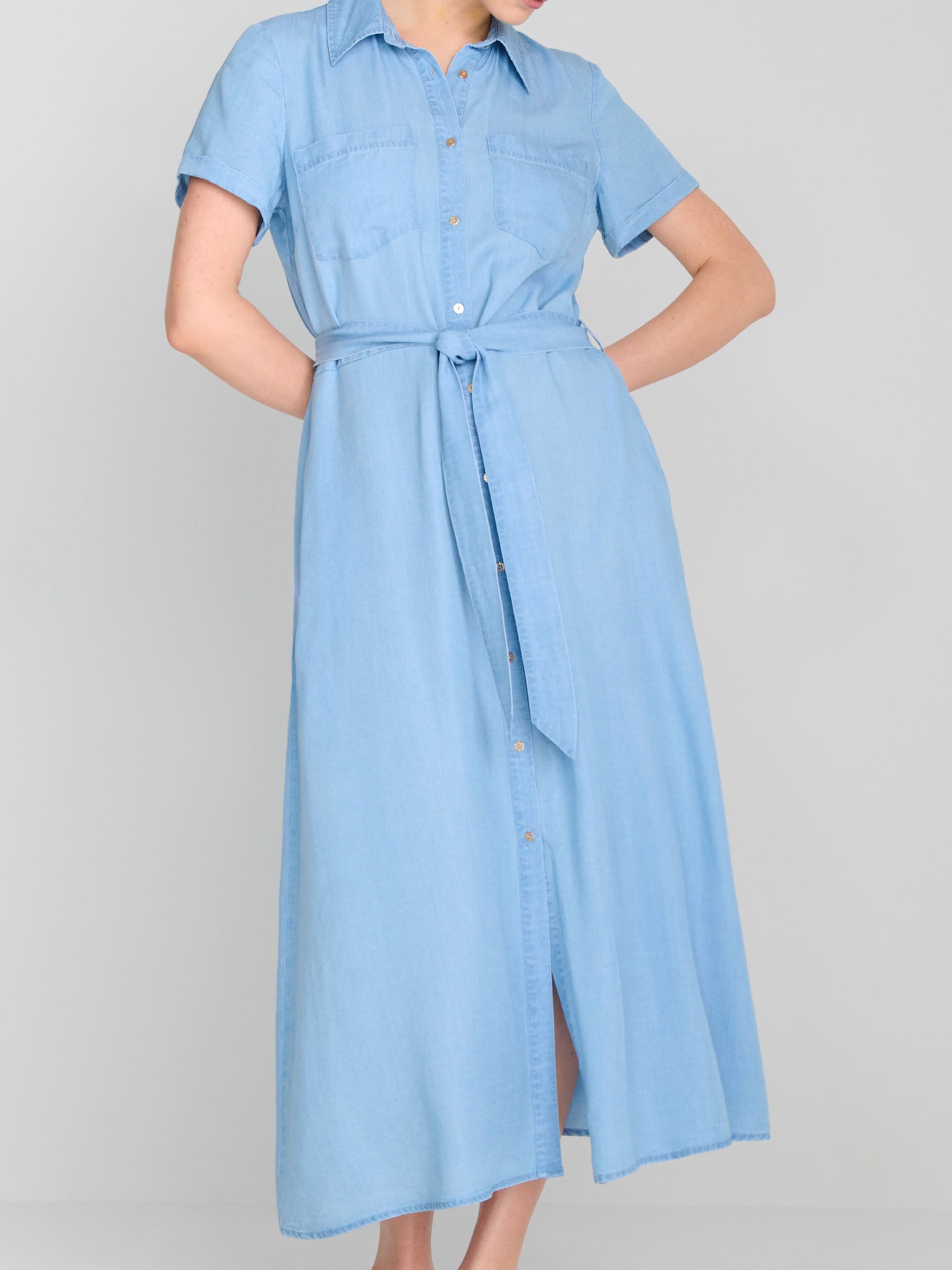 Sinsay - Sukienka midi z lyocellu - niebieski