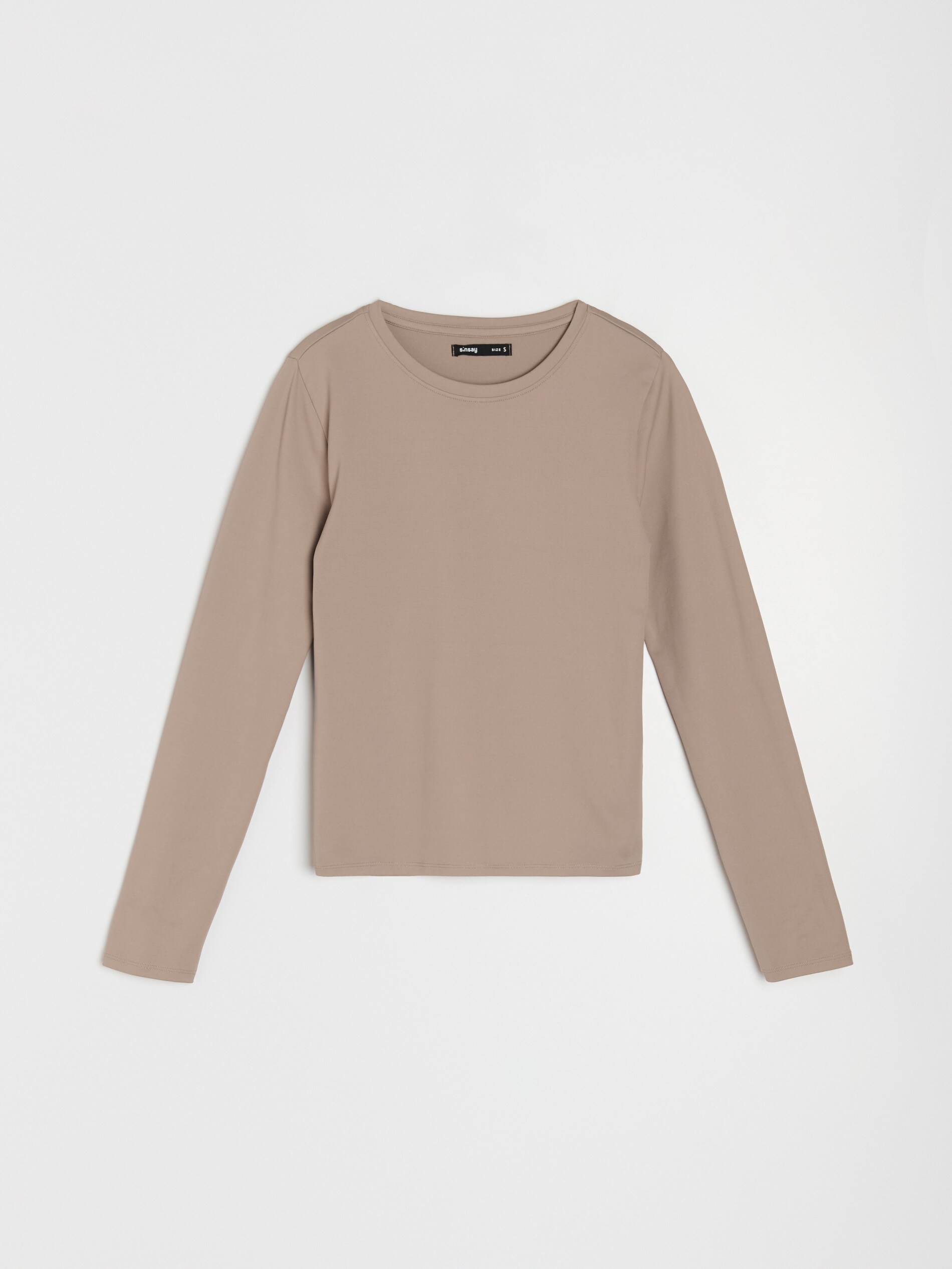 Sinsay - Μακρυμάνικη μπλούζα χωρίς τύπωμα - μπεζ φωτογραφία