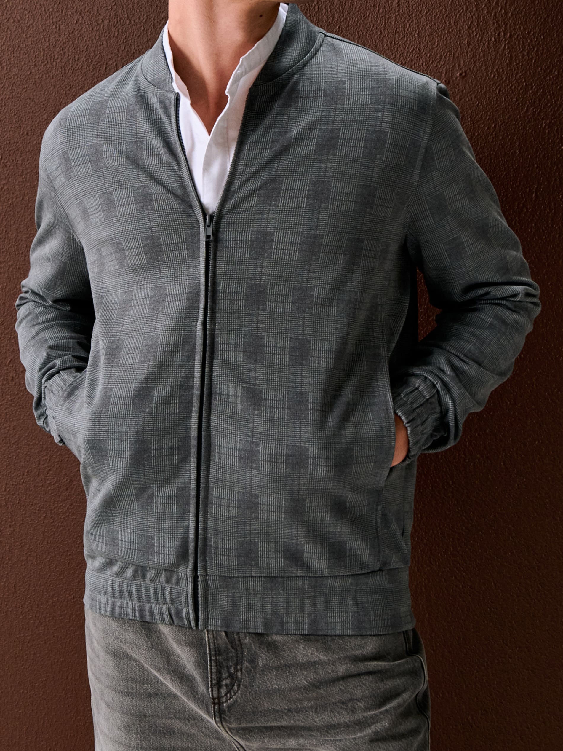 Sinsay - Bluza bomberka z domieszką wiskozy - szary