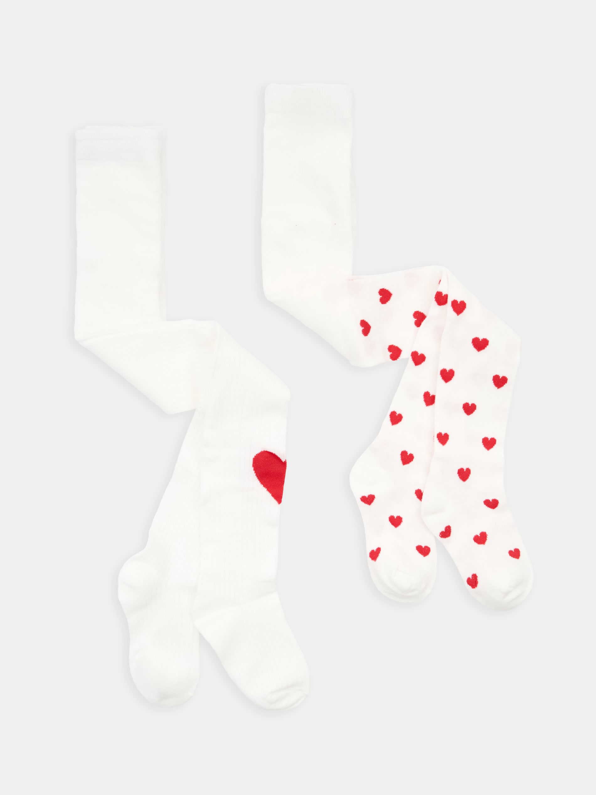 Sinsay - Rajstopy ze wzorem w serca 2 pack - kremowy