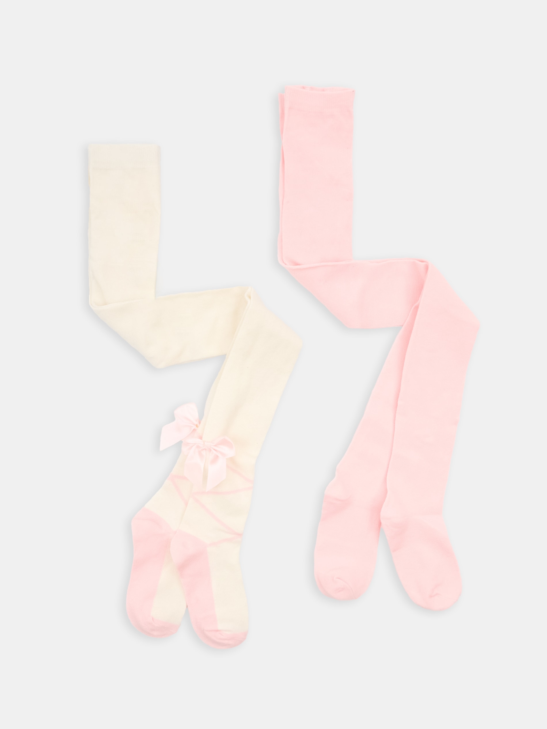 Sinsay - Prążkowane rajstopy z ozdobną kokardą 2 pack - różowy