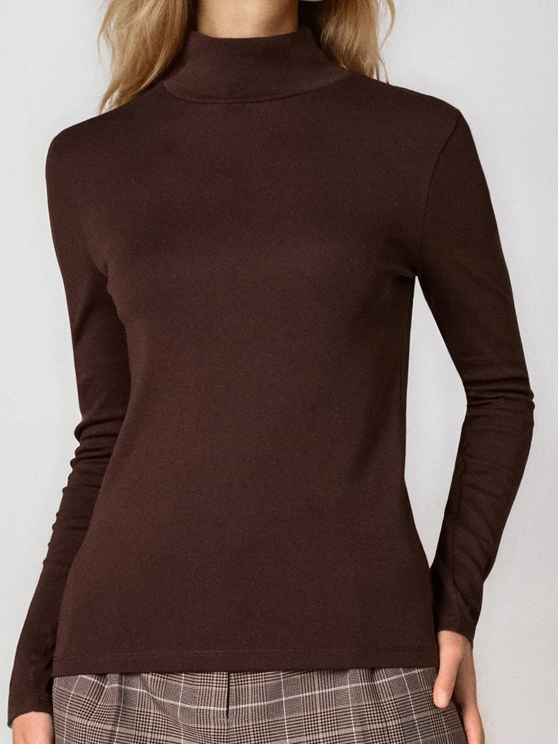 Sinsay - Μπλούζα με μακριά μανίκια - καφέ φωτογραφία