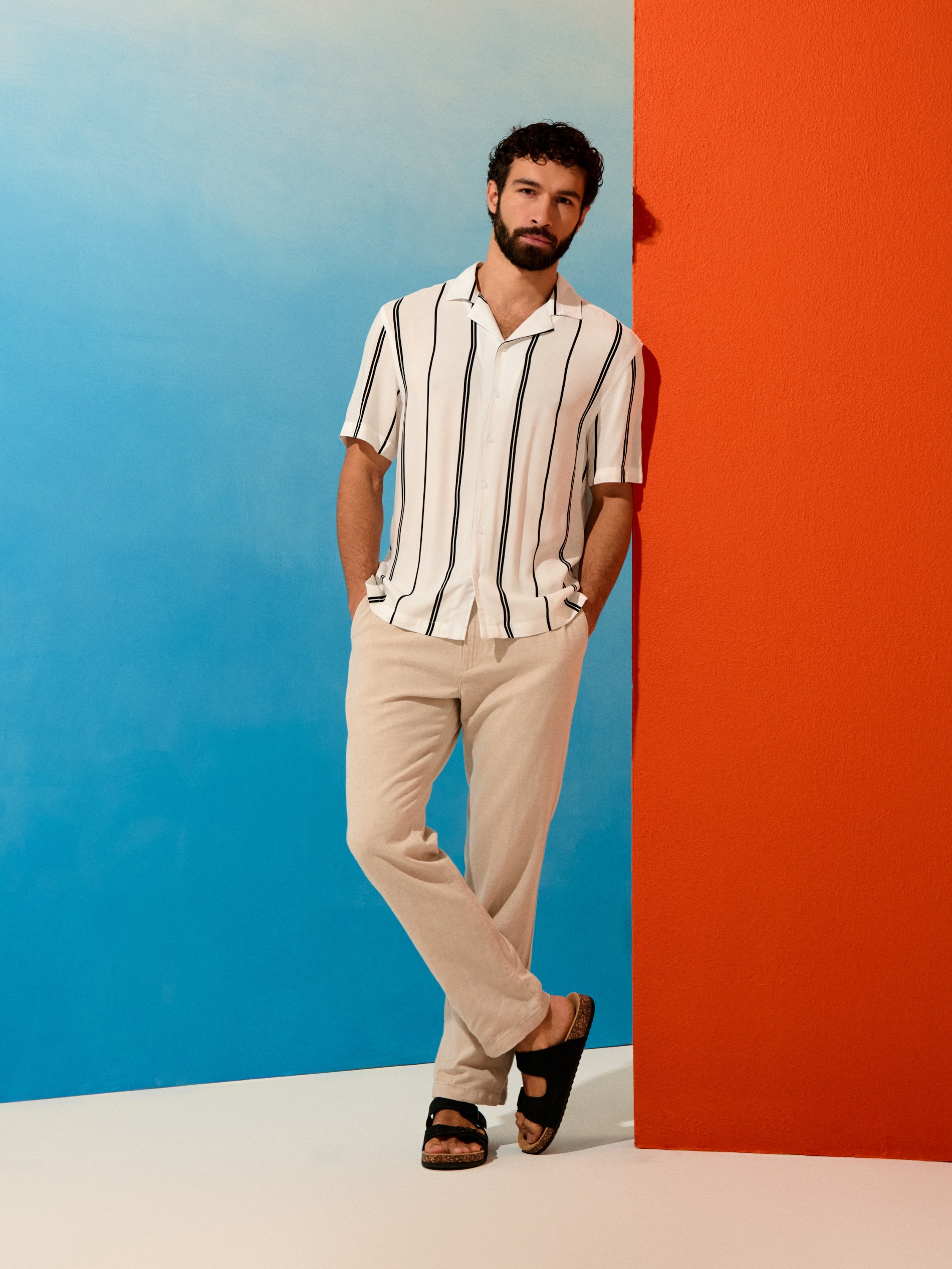 Sinsay - Wiskozowa koszula w paski - biały