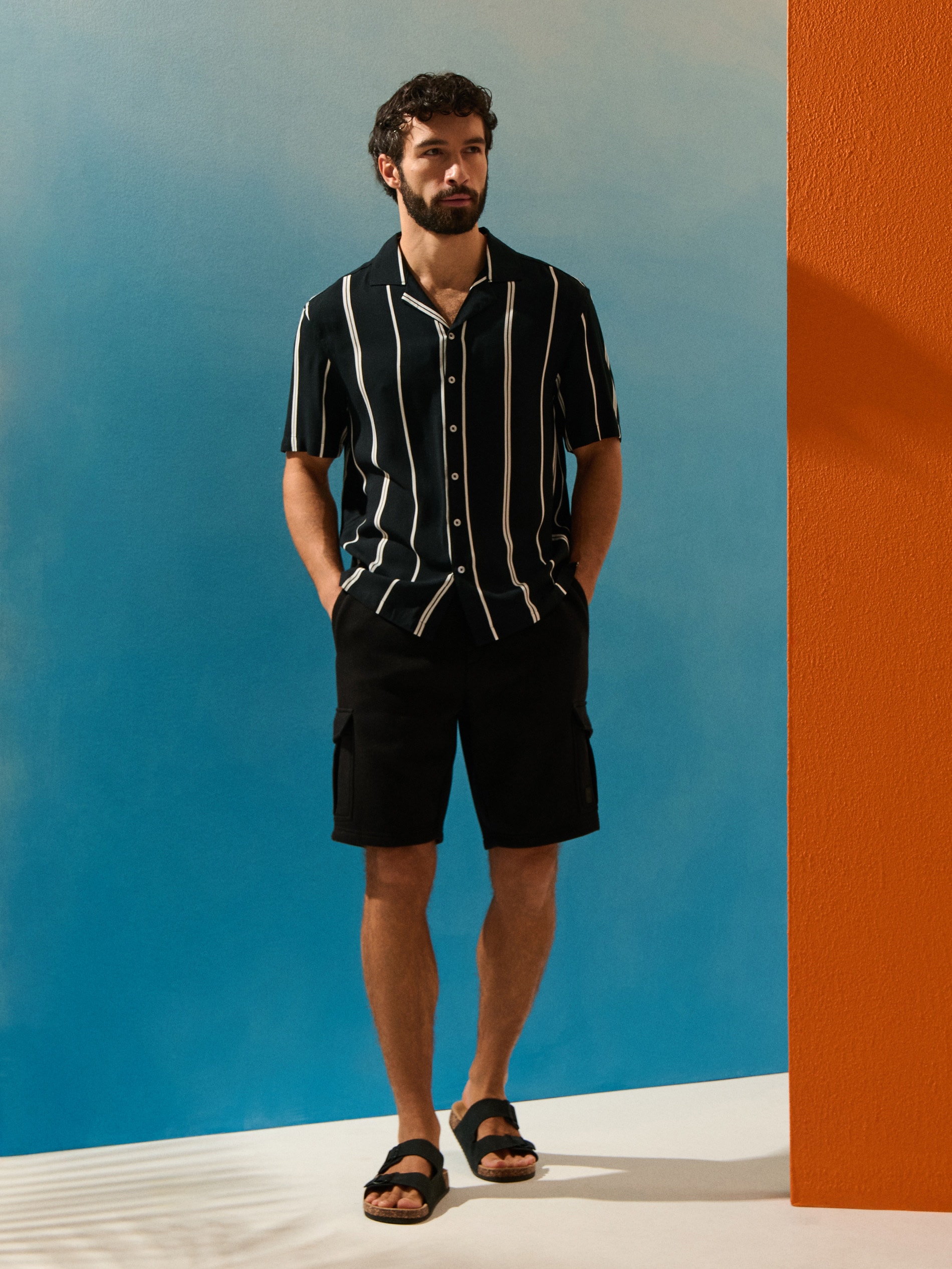 Sinsay - Wiskozowa koszula w paski - czarny