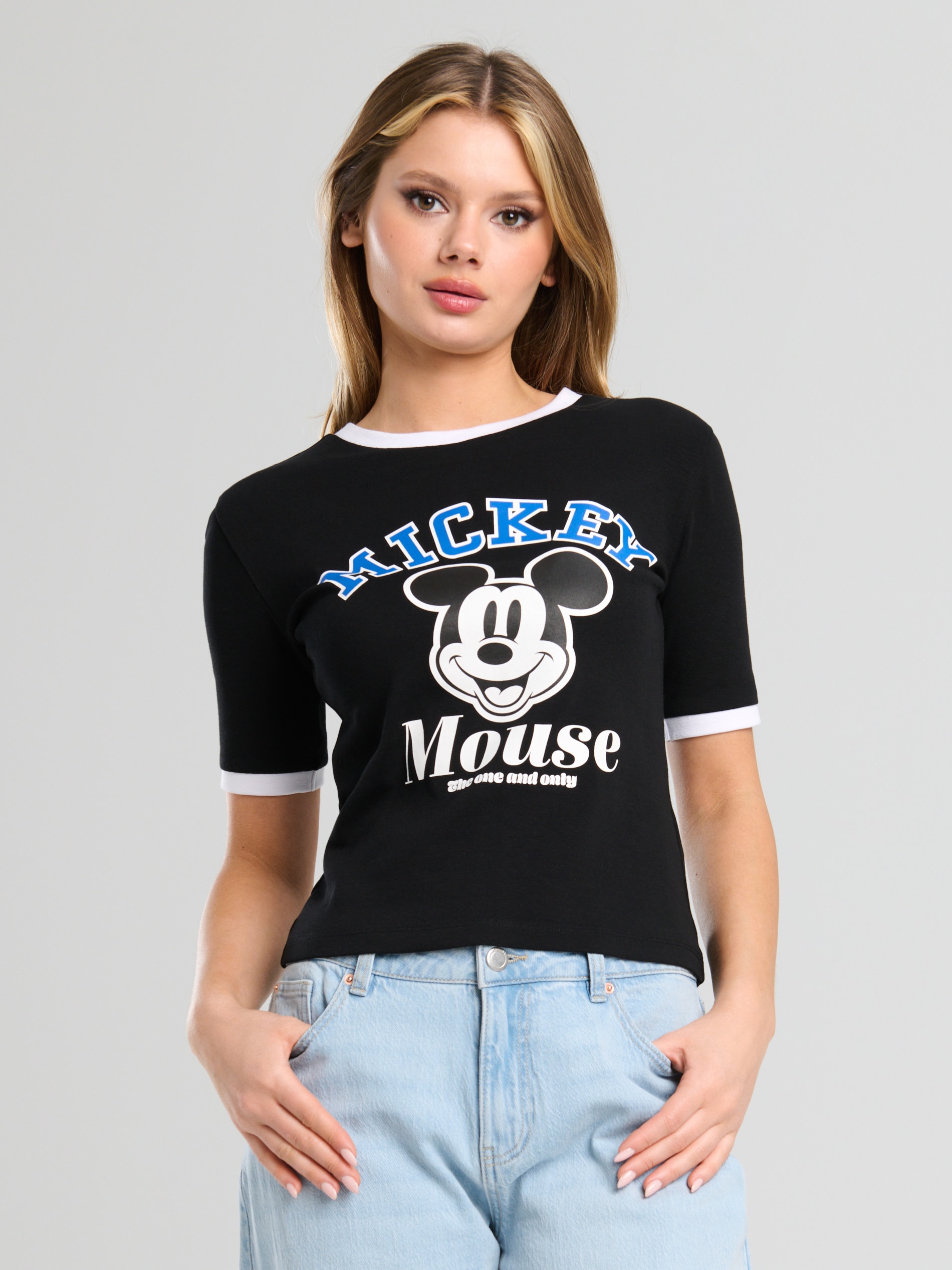 Sinsay - Koszulka z nadrukiem Mickey Mouse - czarny