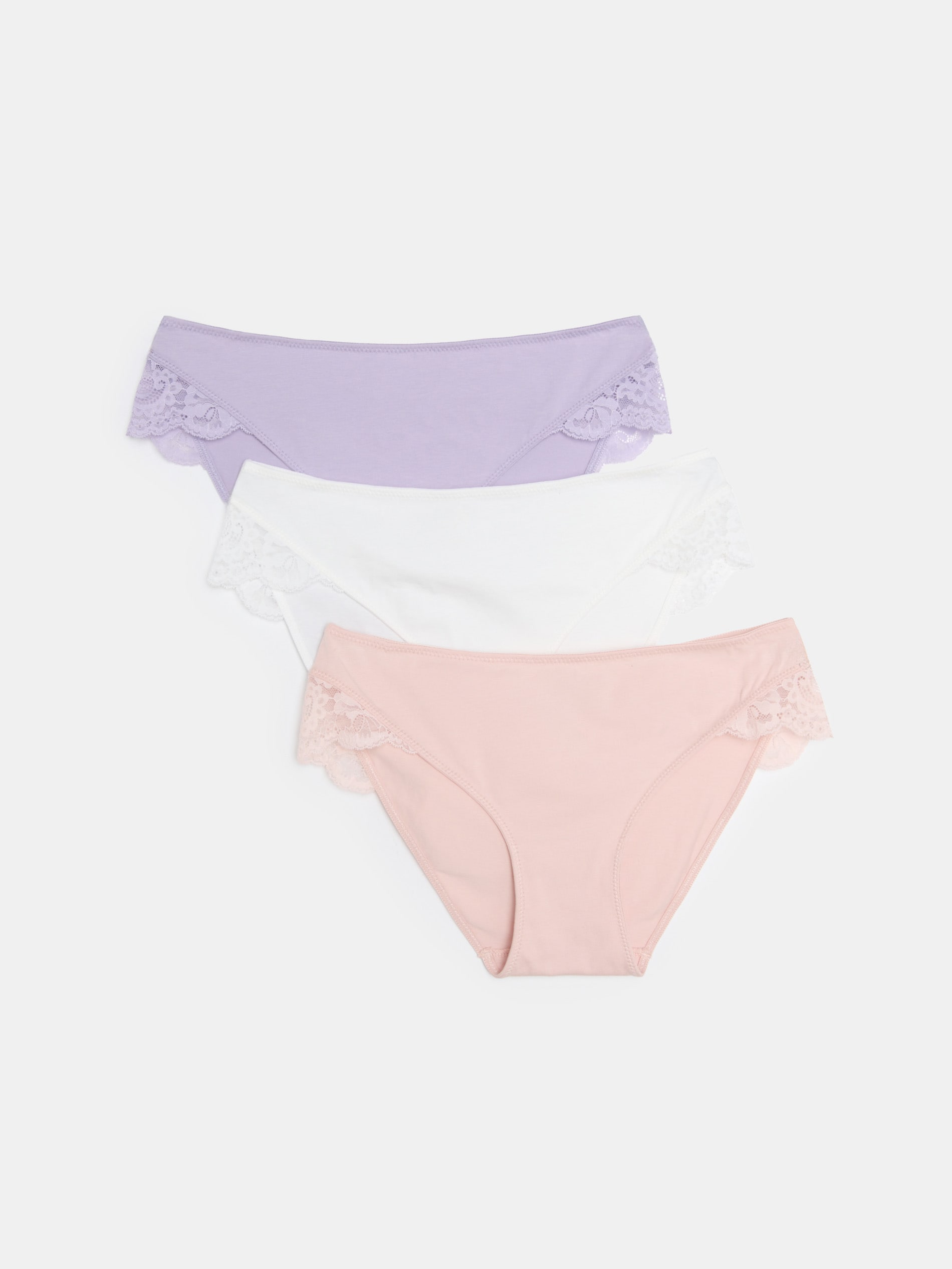 Sinsay - Bawełniane majtki z koronkowym wykończeniem 3 pack - wielobarwny