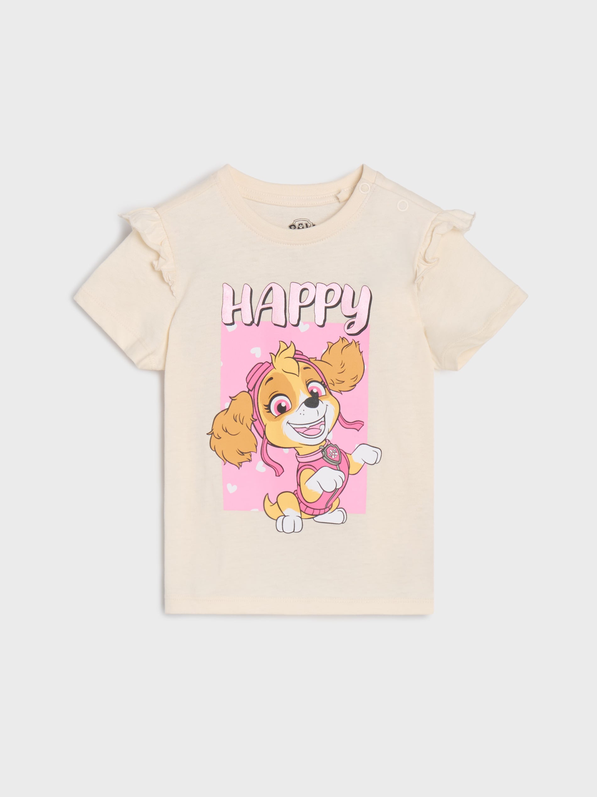 Sinsay - Koszulka z ozdobnymi falbanami PAW Patrol - kremowy