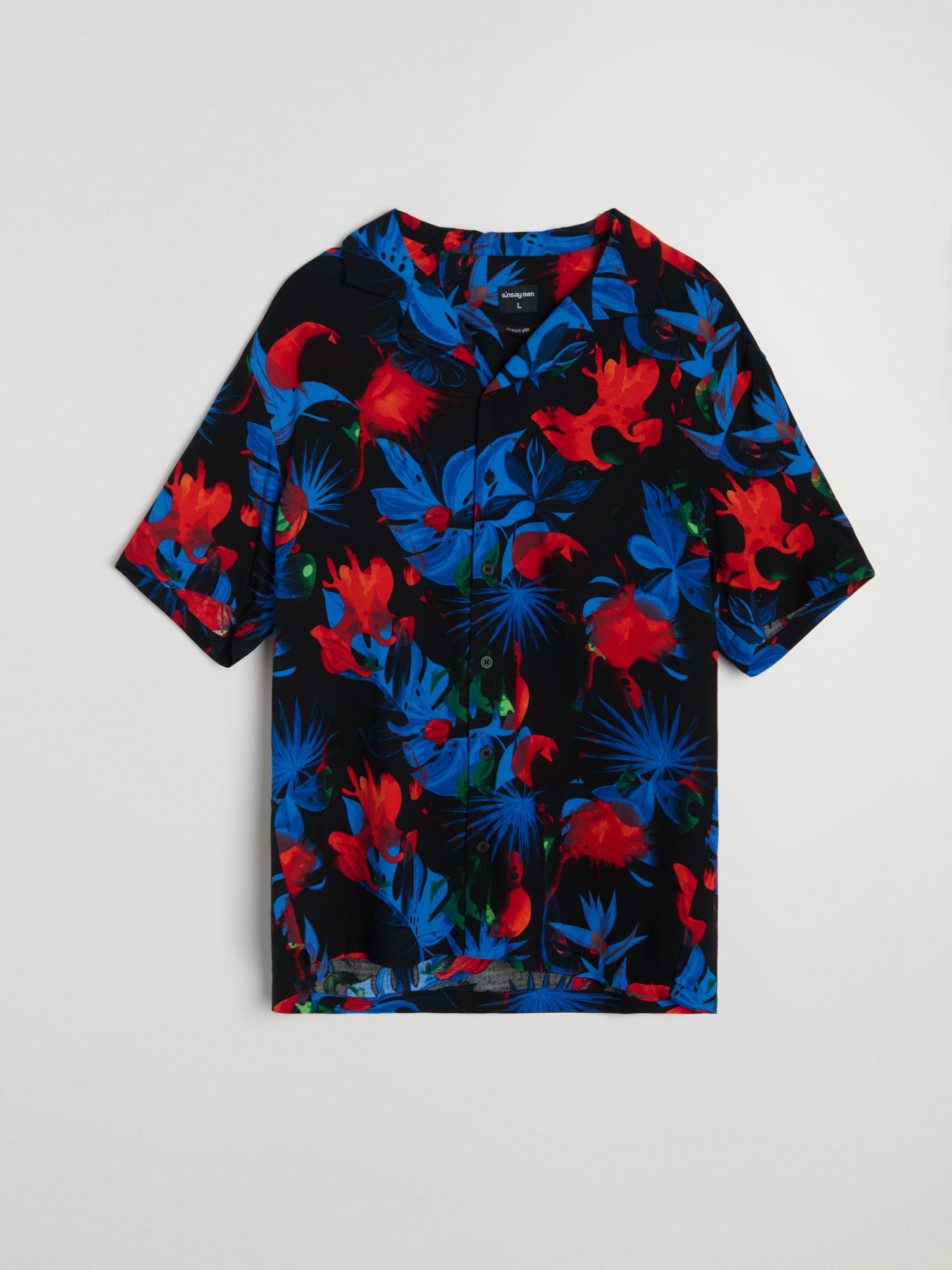 Sinsay - Wiskozowa koszula z krótkim rękawem - czarny