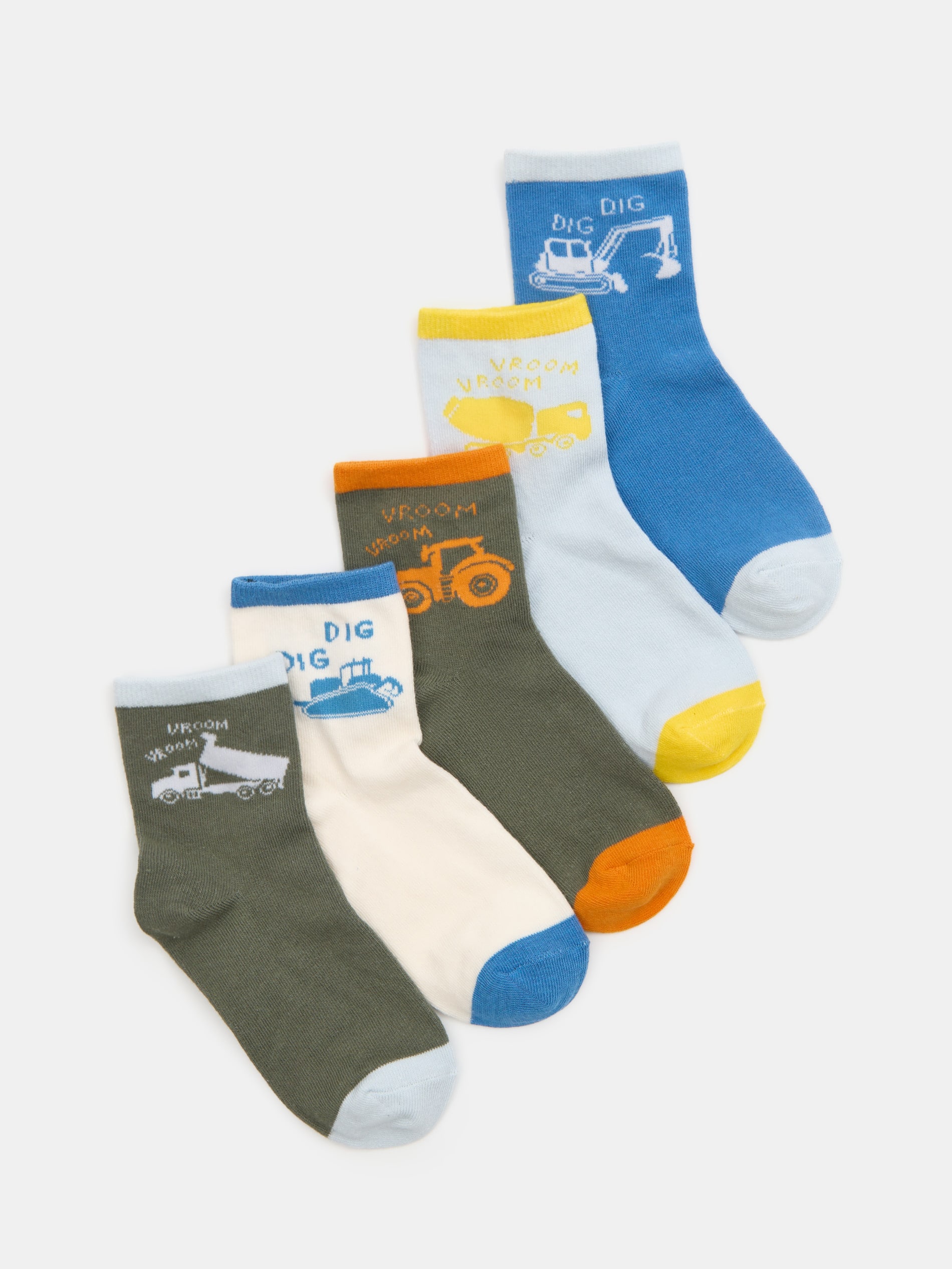 Sinsay - Skarpetki z motywem pojazdów budowlanych 5 pack - zielony